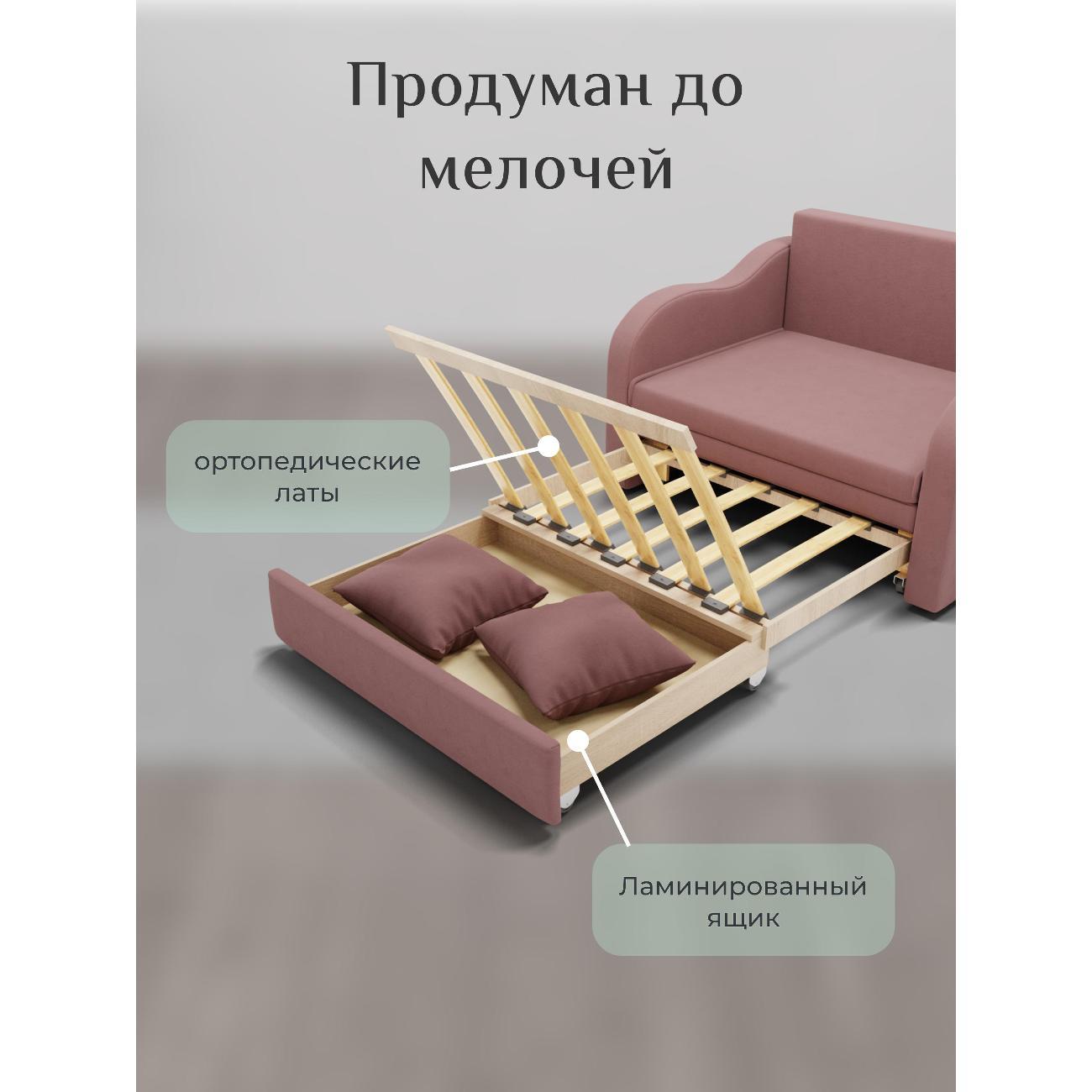 Диван Yorcom Бали розовый, механизм выкатной, 106х87х77