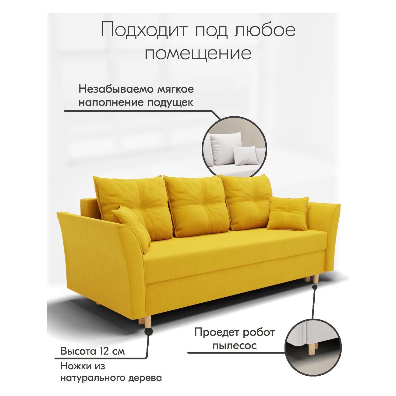 Диван Yorcom " Пандора" ППУ, Желтый, механизм Еврокнижка 230х80х100