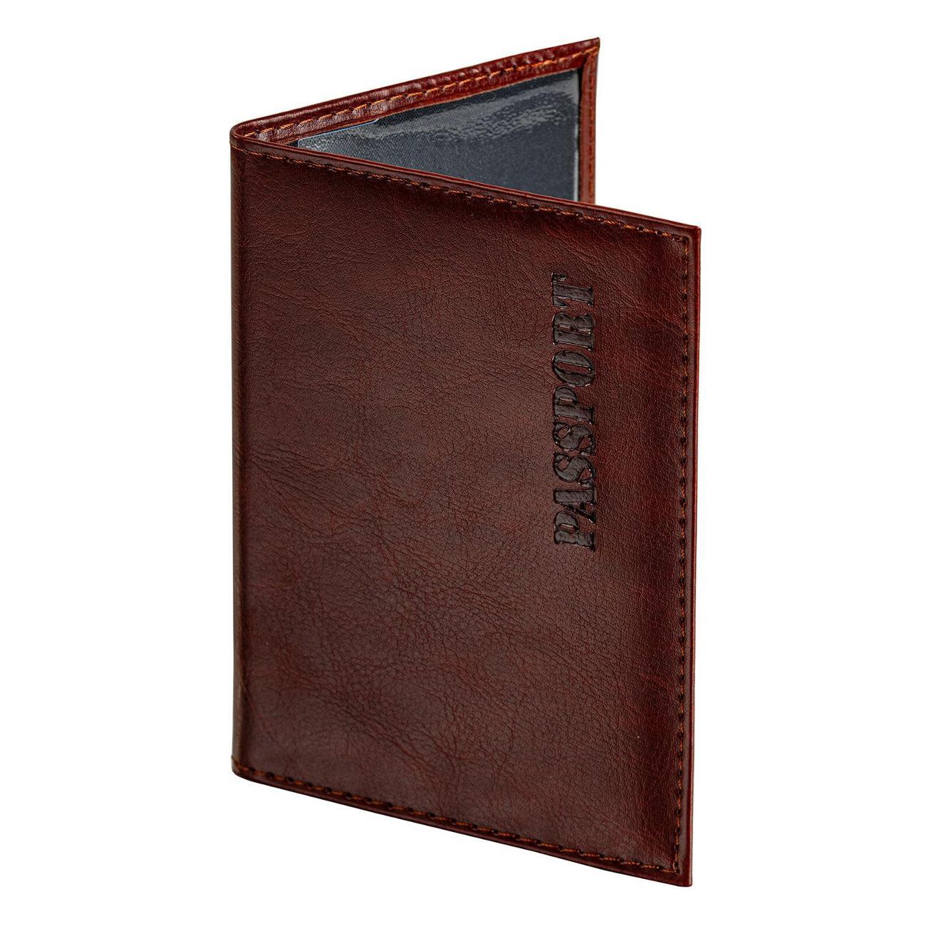 Обложка для документов Staff Обложка для паспорта, экокожа мягкая, коричневая