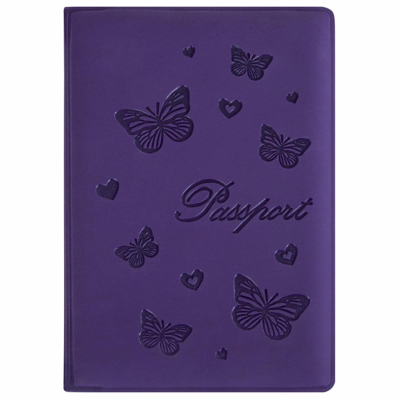 Обложка для документов Staff Обложка паспорт БАБОЧКИ бархат, фиолетовая