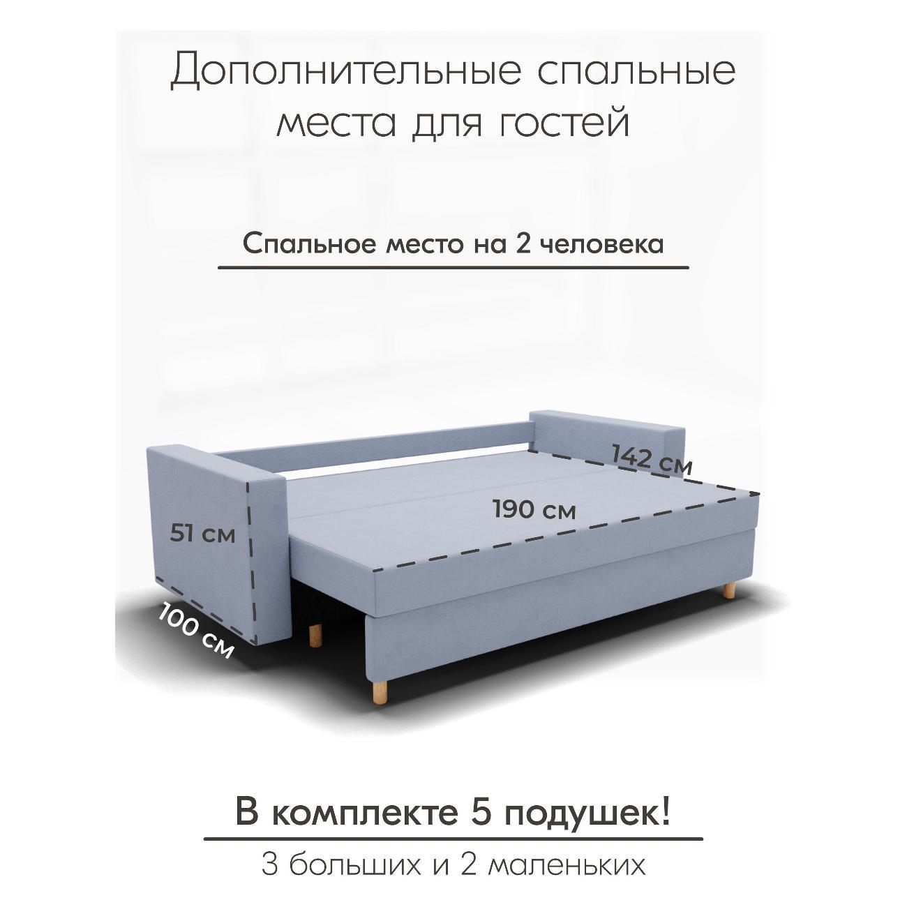 Диван Yorcom " Гармония" ППУ, Светло-серый, механизм Еврокнижка 220х80х100