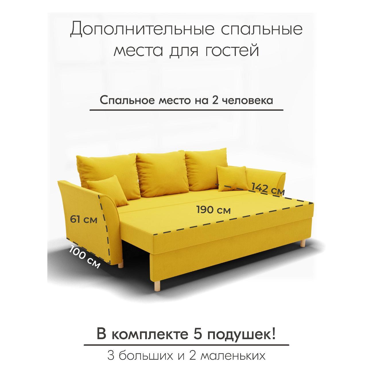 Диван Yorcom " Мелодия" ППУ, Желтый, механизм Еврокнижка 230х80х100