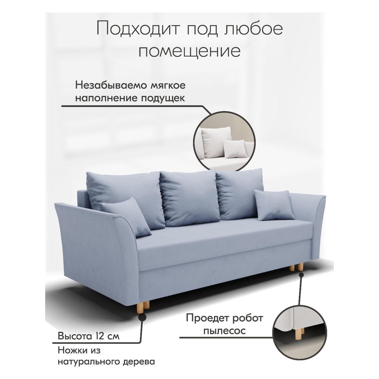 Диван Yorcom " Мелодия" ППУ, Светло-серый, механизм Еврокнижка 230х80х100