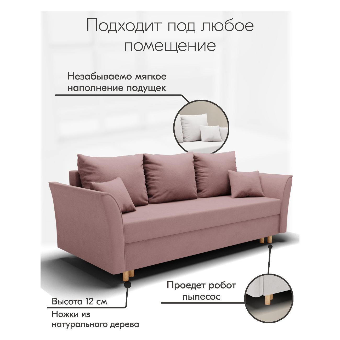 Диван Yorcom " Мелодия" ППУ, Розовый, механизм Еврокнижка 230х80х100