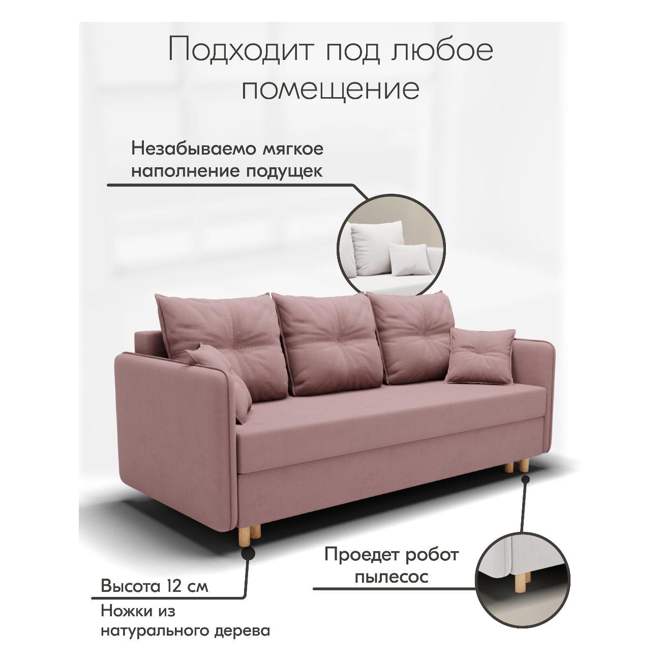 Диван Yorcom " Лотос" ППУ, Розовый, механизм Еврокнижка 210х80х100