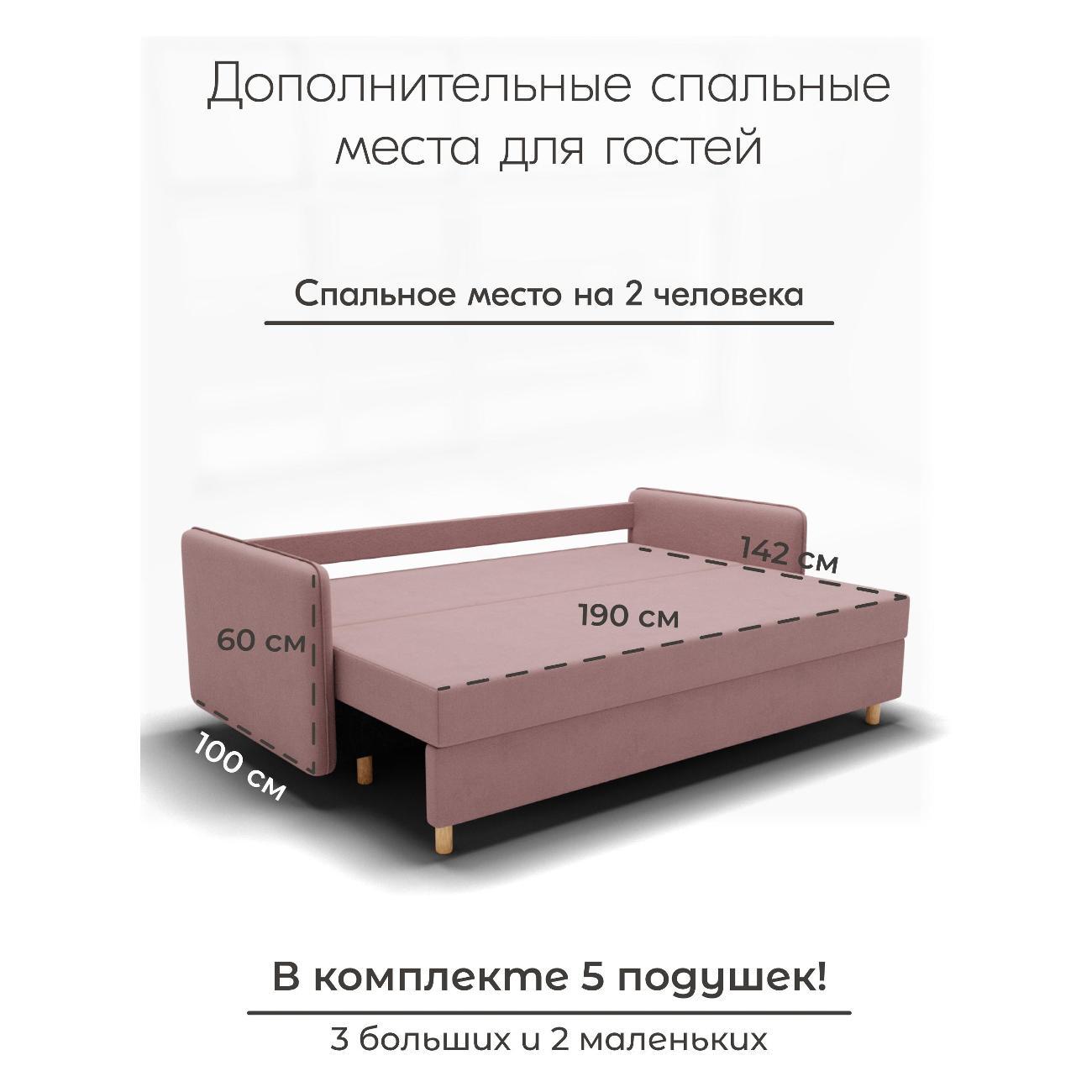 Диван Yorcom " Лотос" ППУ, Розовый, механизм Еврокнижка 210х80х100