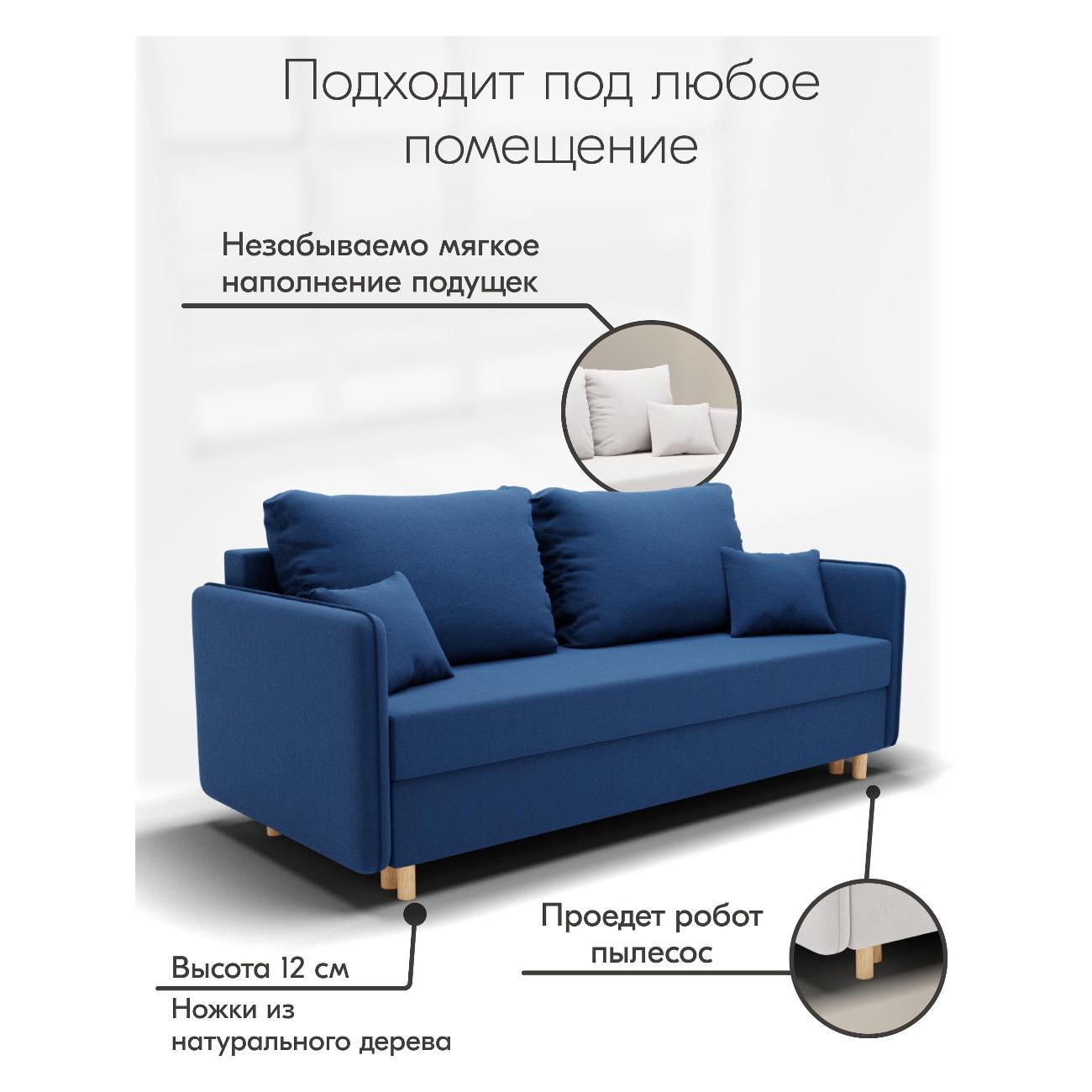 Диван Yorcom " Комфорта" ППУ, Синий, механизм Еврокнижка 210х80х100