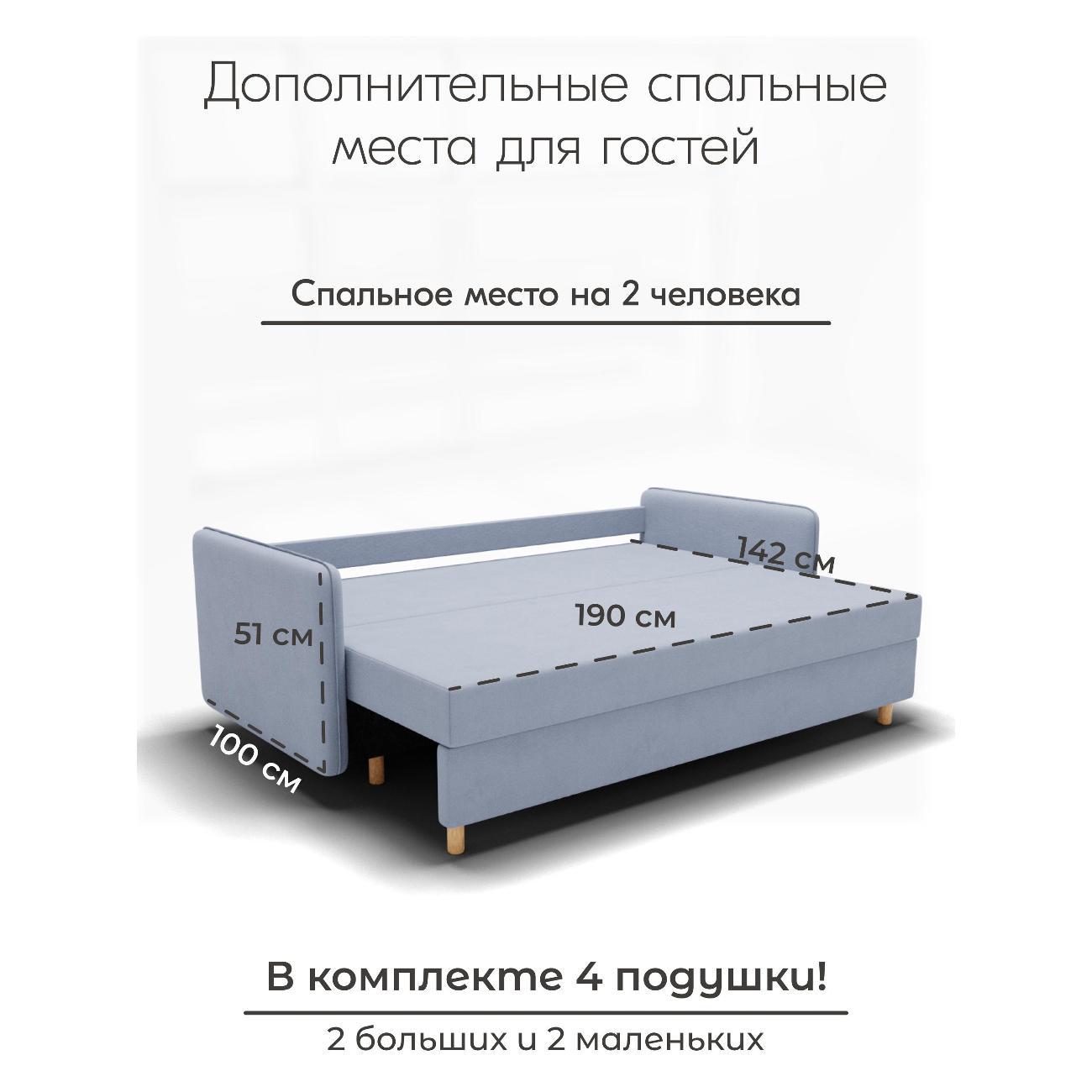 Диван Yorcom " Комфорта" ППУ, Светло-серый, механизм Еврокнижка 210х80х100