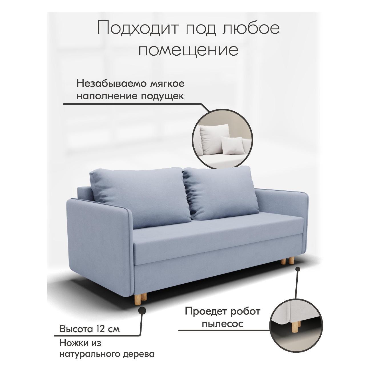 Диван Yorcom " Комфорта" ППУ, Светло-серый, механизм Еврокнижка 210х80х100