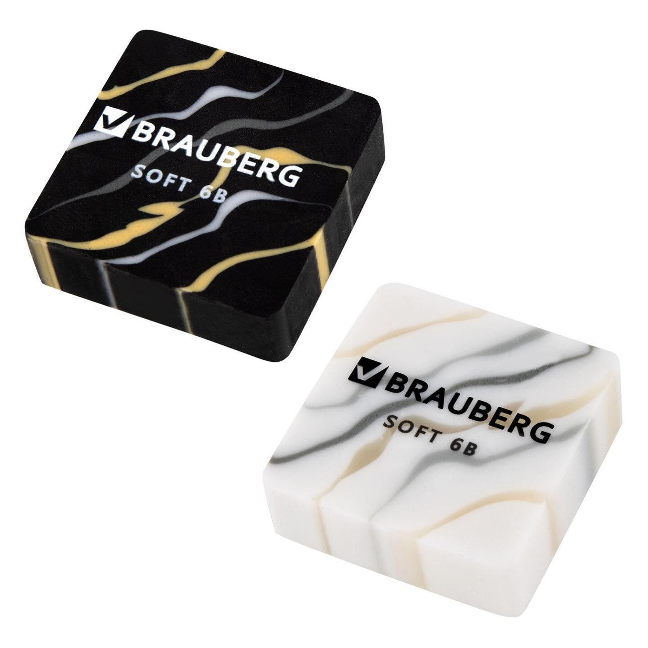 Ластик Brauberg Ластики BRAUBERG MARBLE 6 шт 34х34х11 мм*