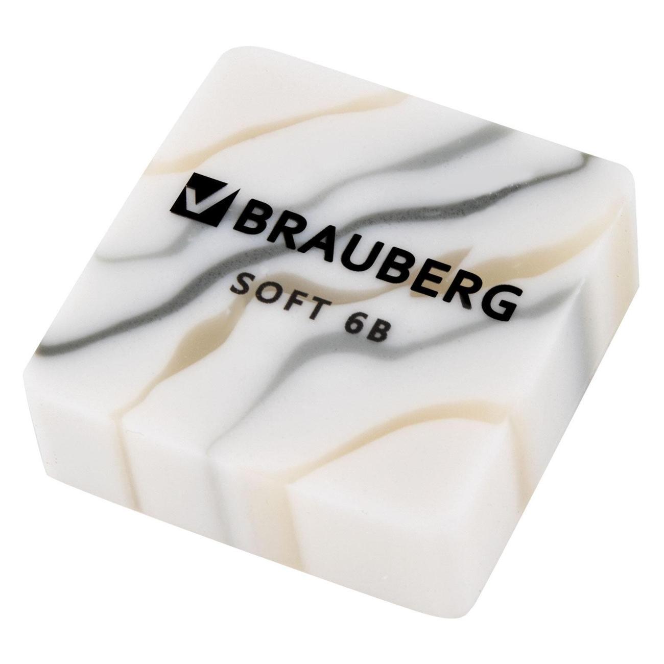 Ластик Brauberg Ластики BRAUBERG MARBLE 6 шт 34х34х11 мм*