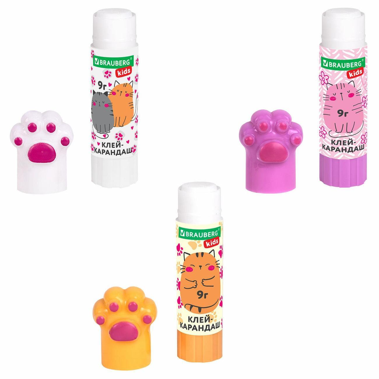 Клей Brauberg Клей-карандаш BRG KIDS ЛАПКА, 9 г, 3 шт