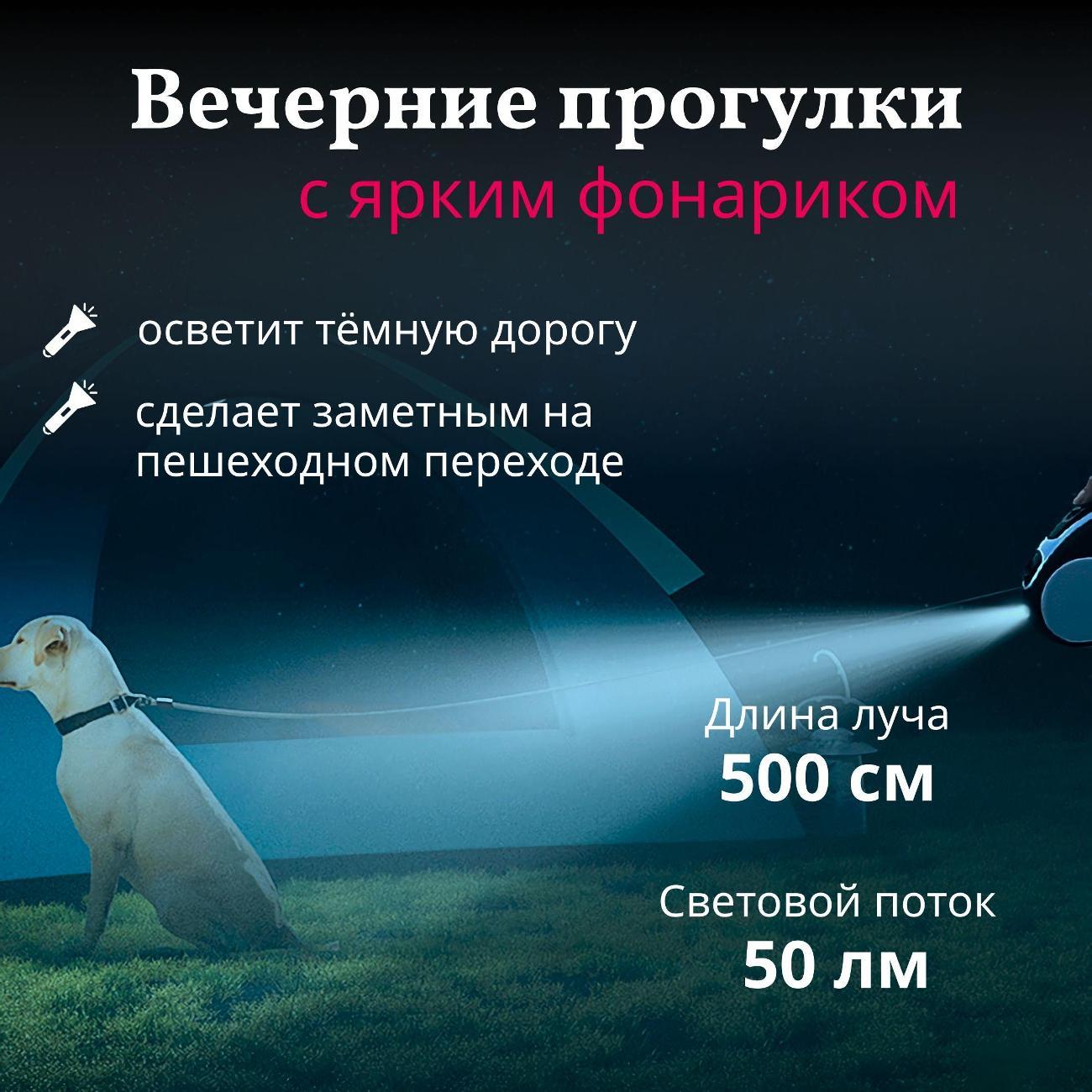 Поводок Best 2 Pets для собак рулетка с фонариком type-C