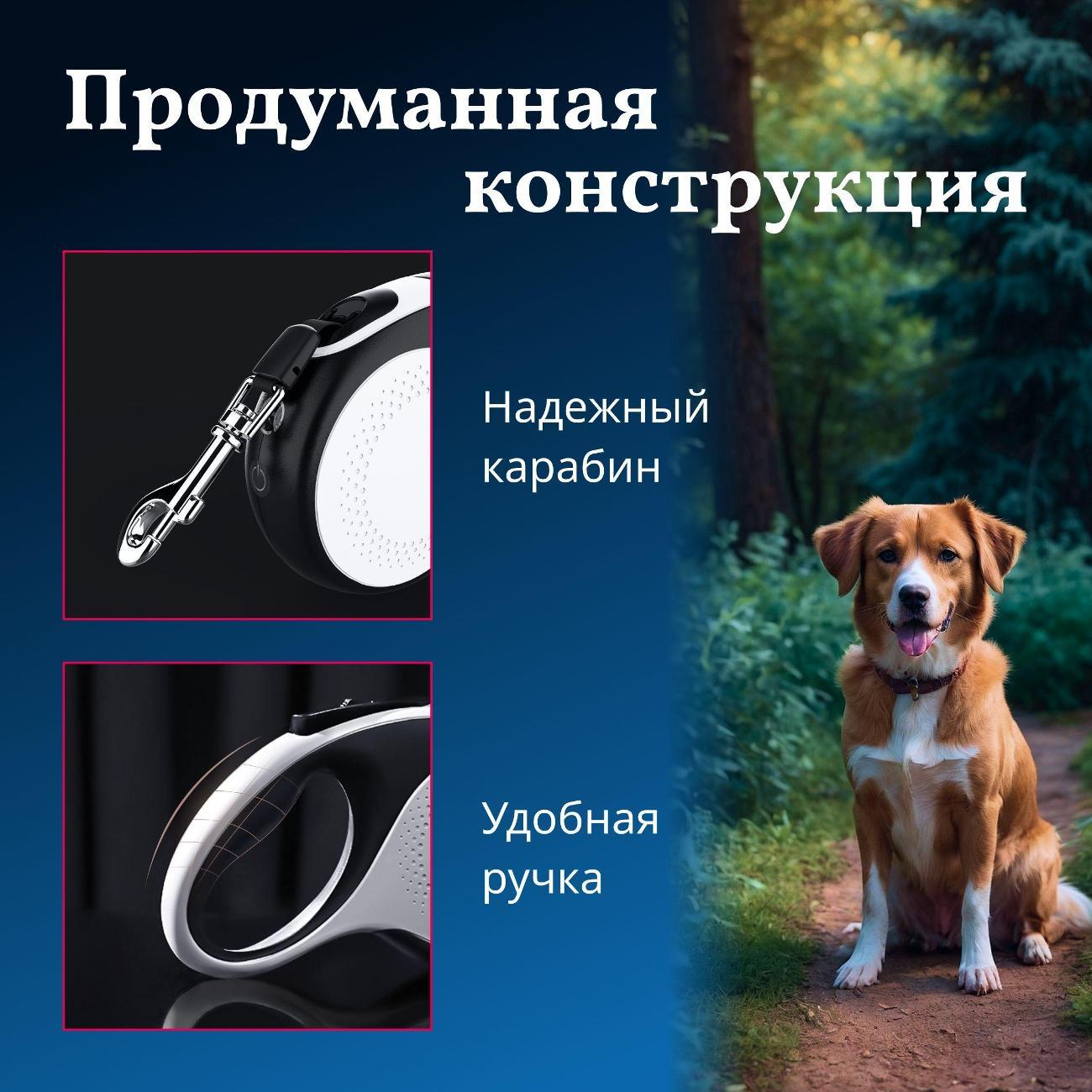 Поводок Best 2 Pets для собак рулетка с фонариком type-C