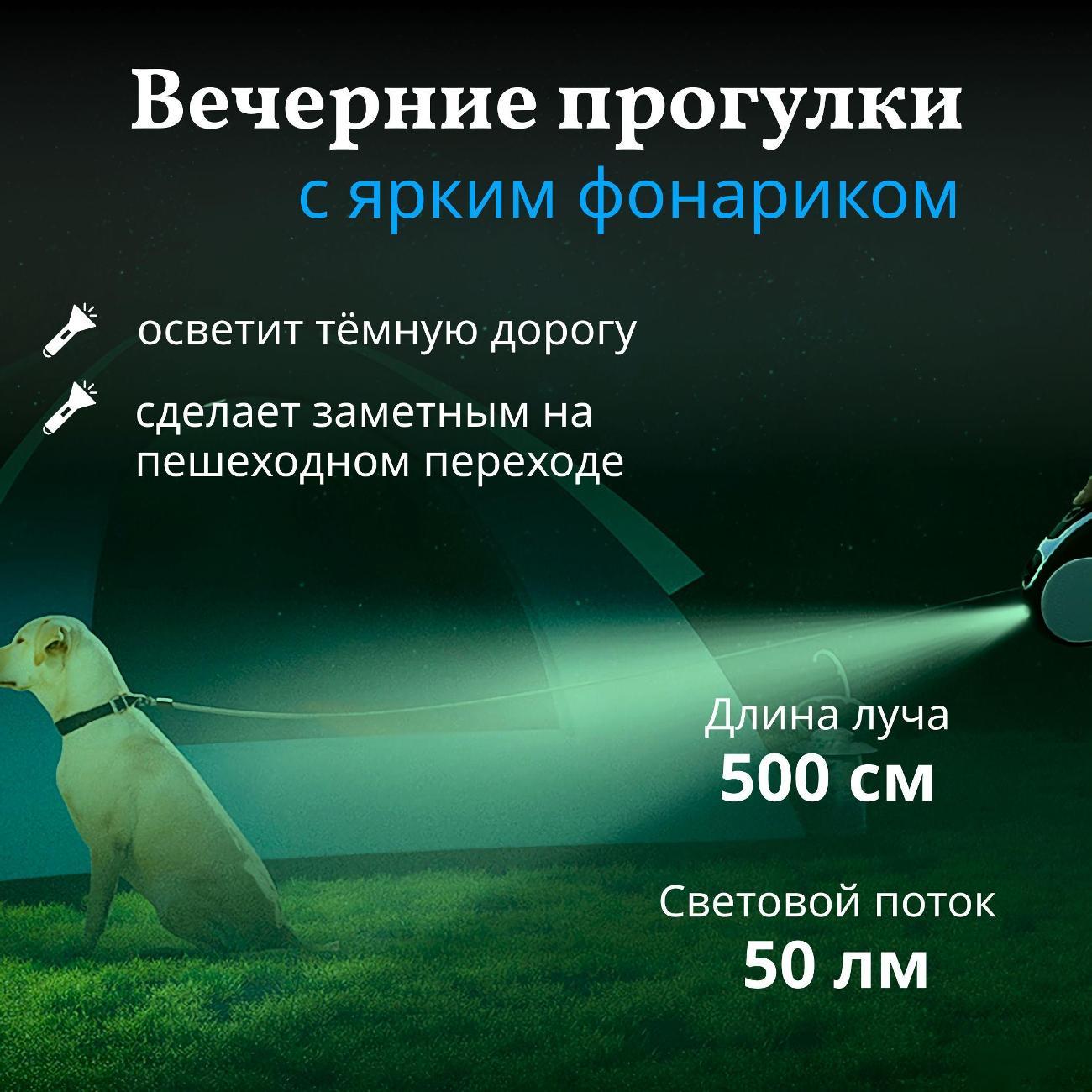 Поводок Best 2 Pets для собак рулетка с фонариком type-C