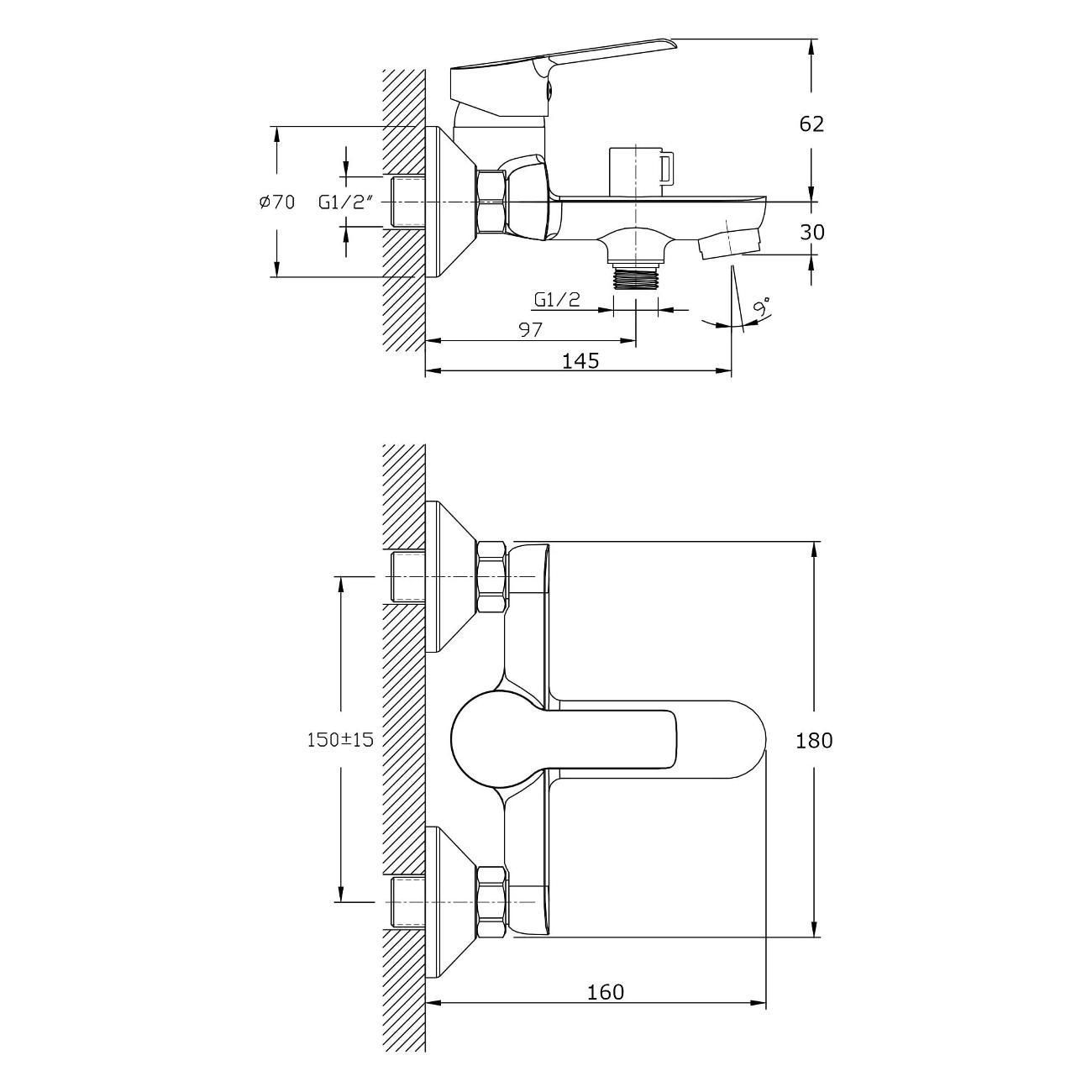 Смеситель Rush Смеситель для ванны с коротким изливом VI7135-44