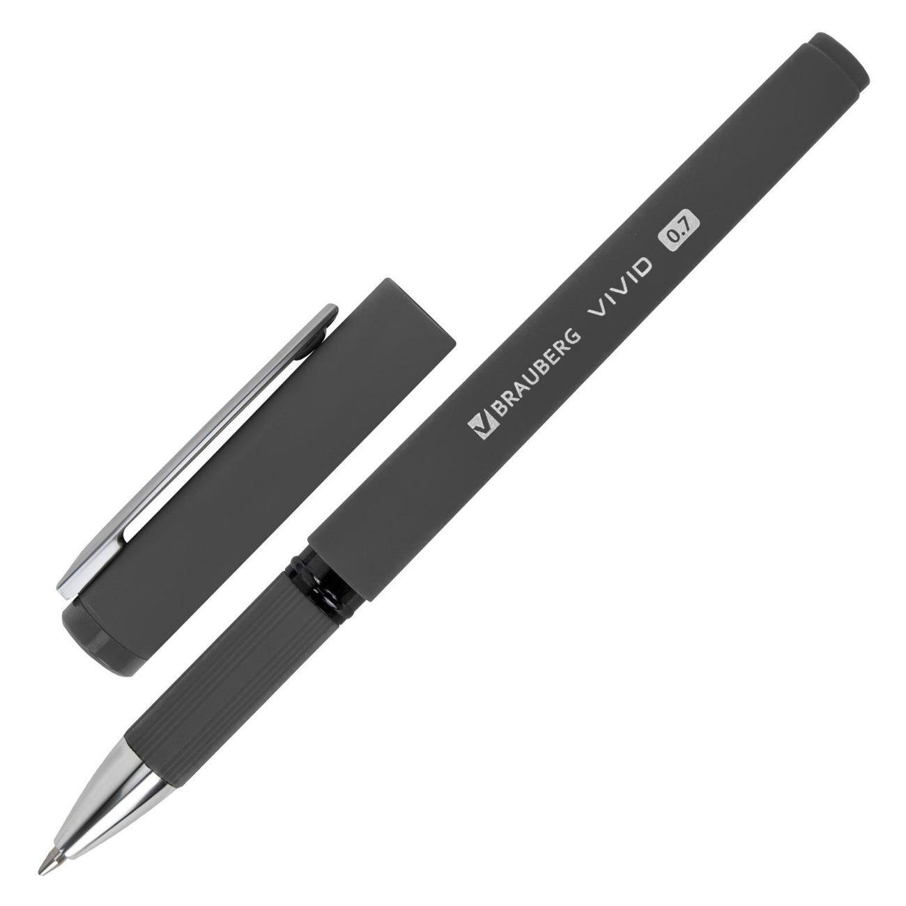 Ручка для письма Brauberg Ручки шариковые с грипом BRAUBERG "VIVID", НАБОР 3 ШТУКИ, СИНИЕ, 0,7 мм, линия 0,35 мм, 144401