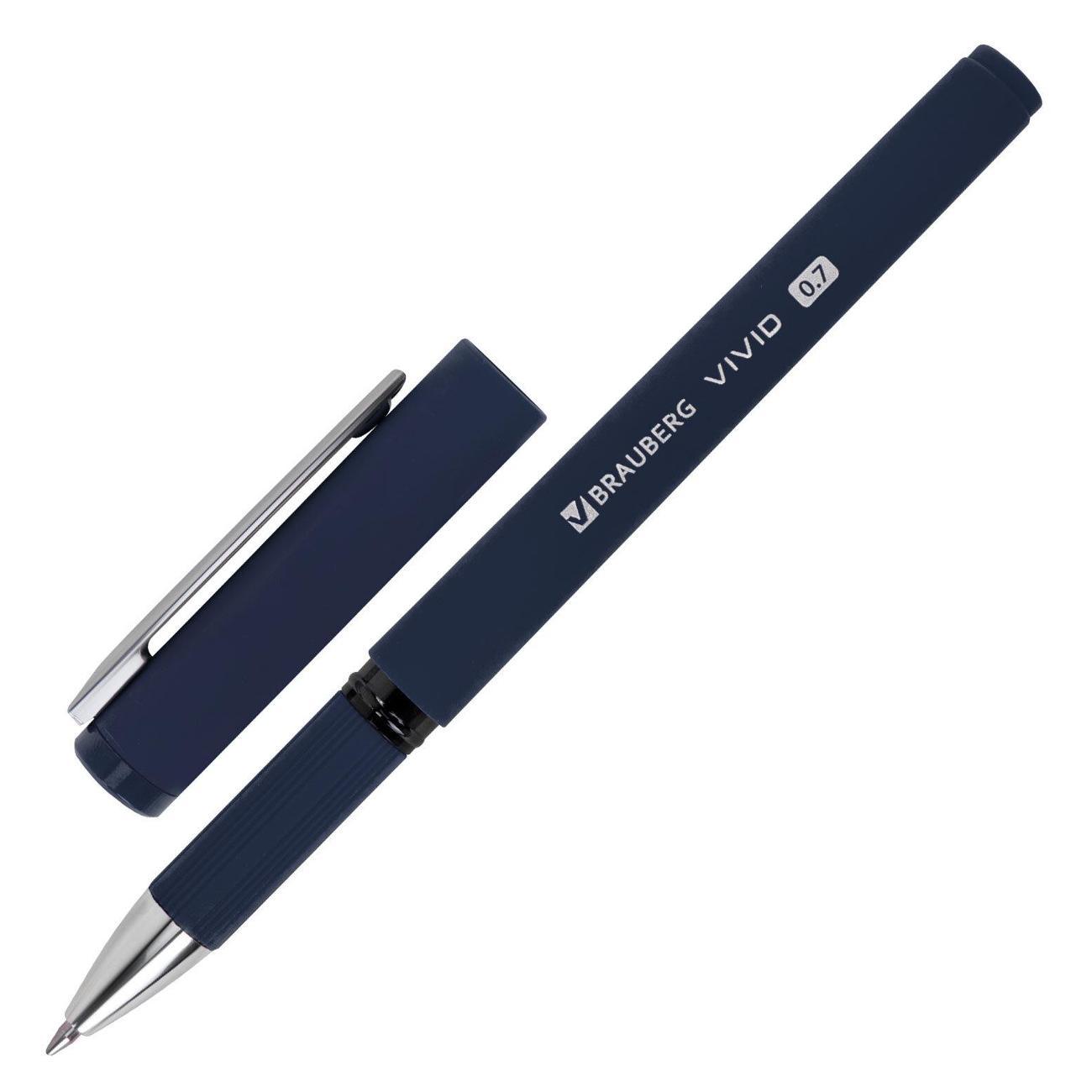 Ручка для письма Brauberg Ручки шариковые с грипом BRAUBERG "VIVID", НАБОР 3 ШТУКИ, СИНИЕ, 0,7 мм, линия 0,35 мм, 144401