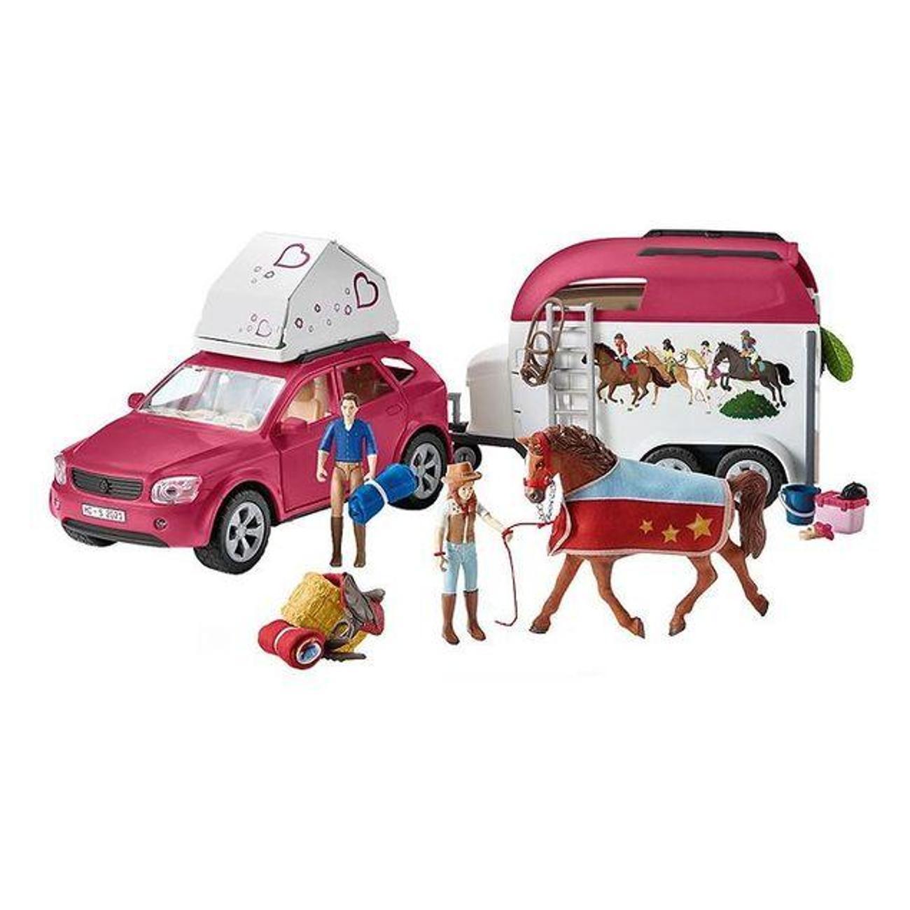 Кукла Schleich Конные приключения на автомобиле с прицепом