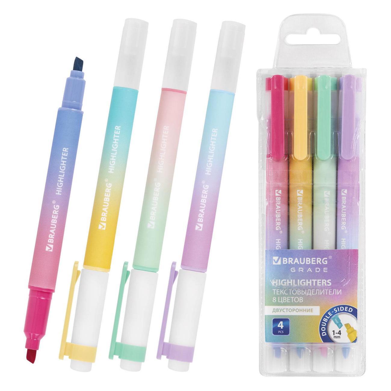 Текстовыделитель Brauberg Текстовыделители GRADE двустор 8 цв 4шт