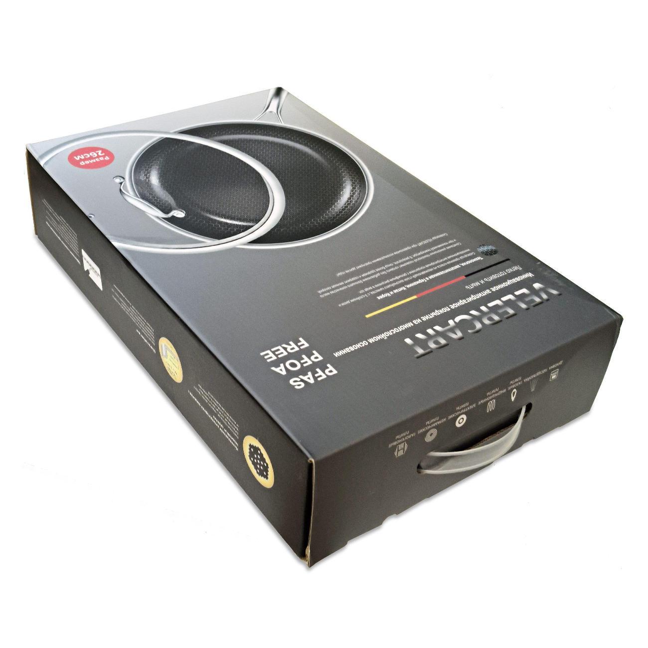 Сковорода VELERCART Сковорода из нержавеющей стали с антипригарным покрытием VELERCART T-Type, диаметр 26 см, с крышкой