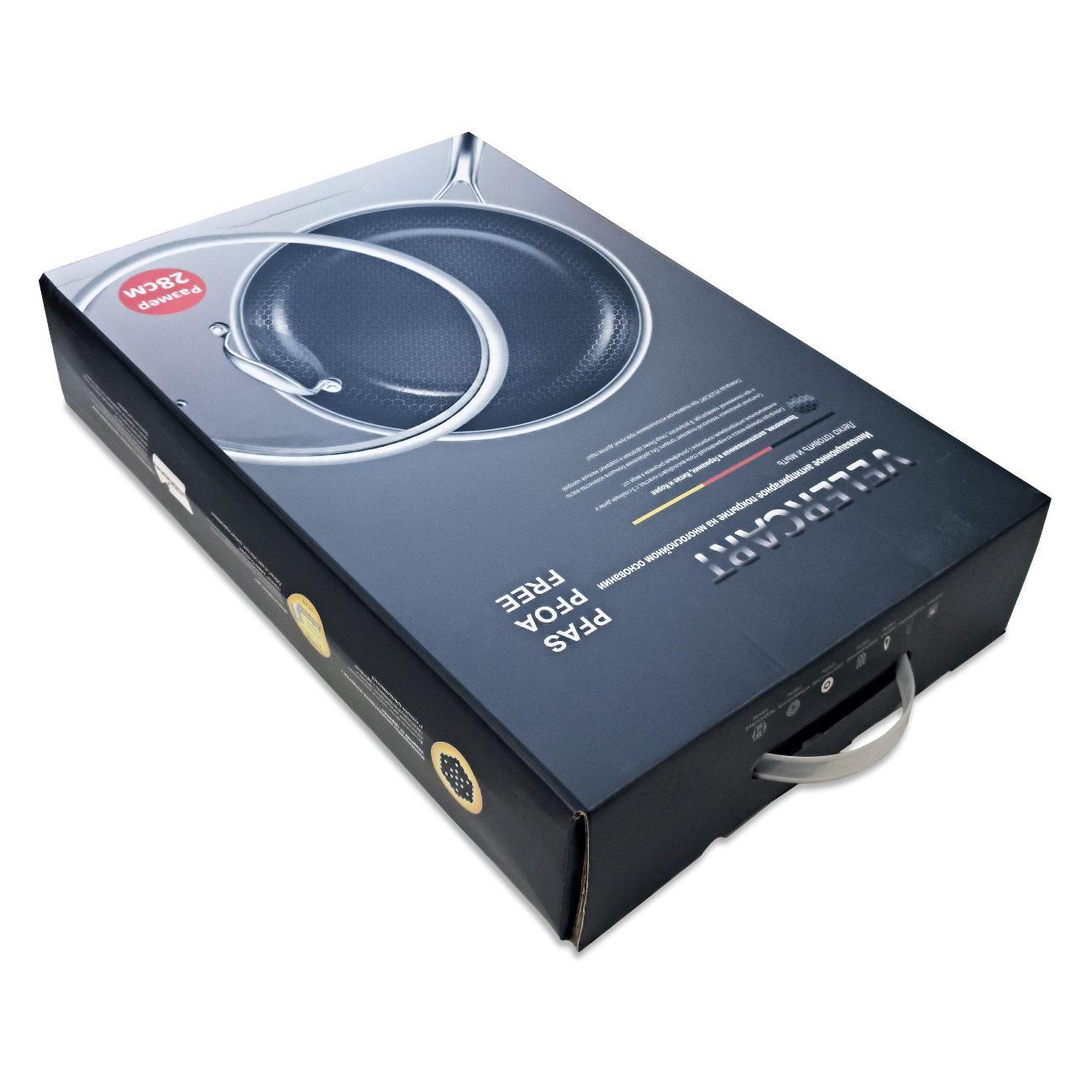 Сковорода VELERCART Сковорода из нержавеющей стали с антипригарным покрытием VELERCART T-Type, диаметр 26 см, с крышкой