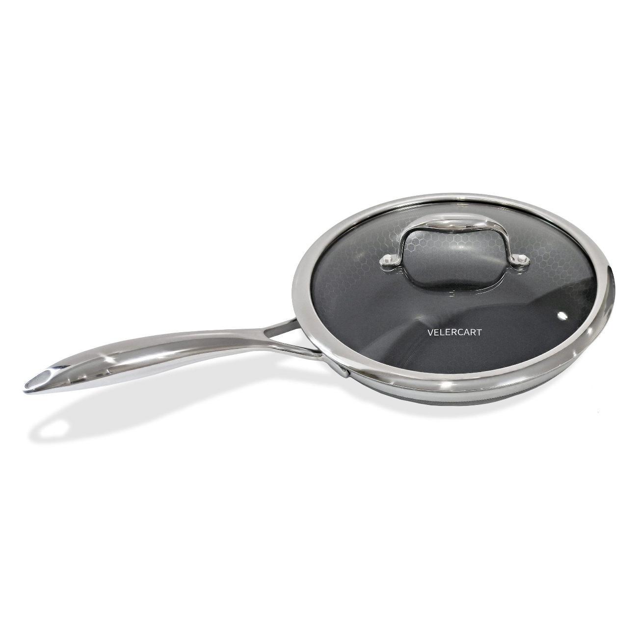 Сковорода VELERCART Сковорода из нержавеющей стали с антипригарным покрытием VELERCART T-Type, диаметр 26 см, с крышкой