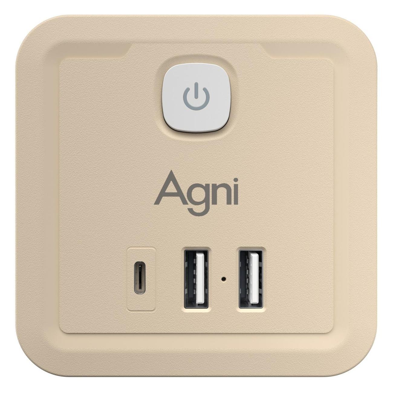 Тройник и переходник электрический AGNI TP-WJ3U4E-C-ivory