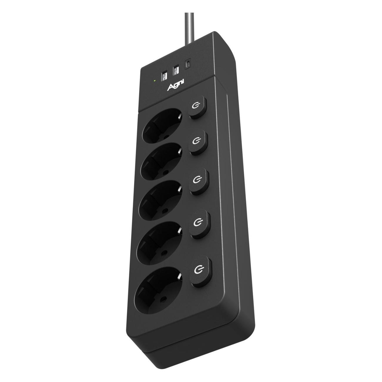 Сетевой фильтр AGNI TP-FI3U5E-C-2m-black