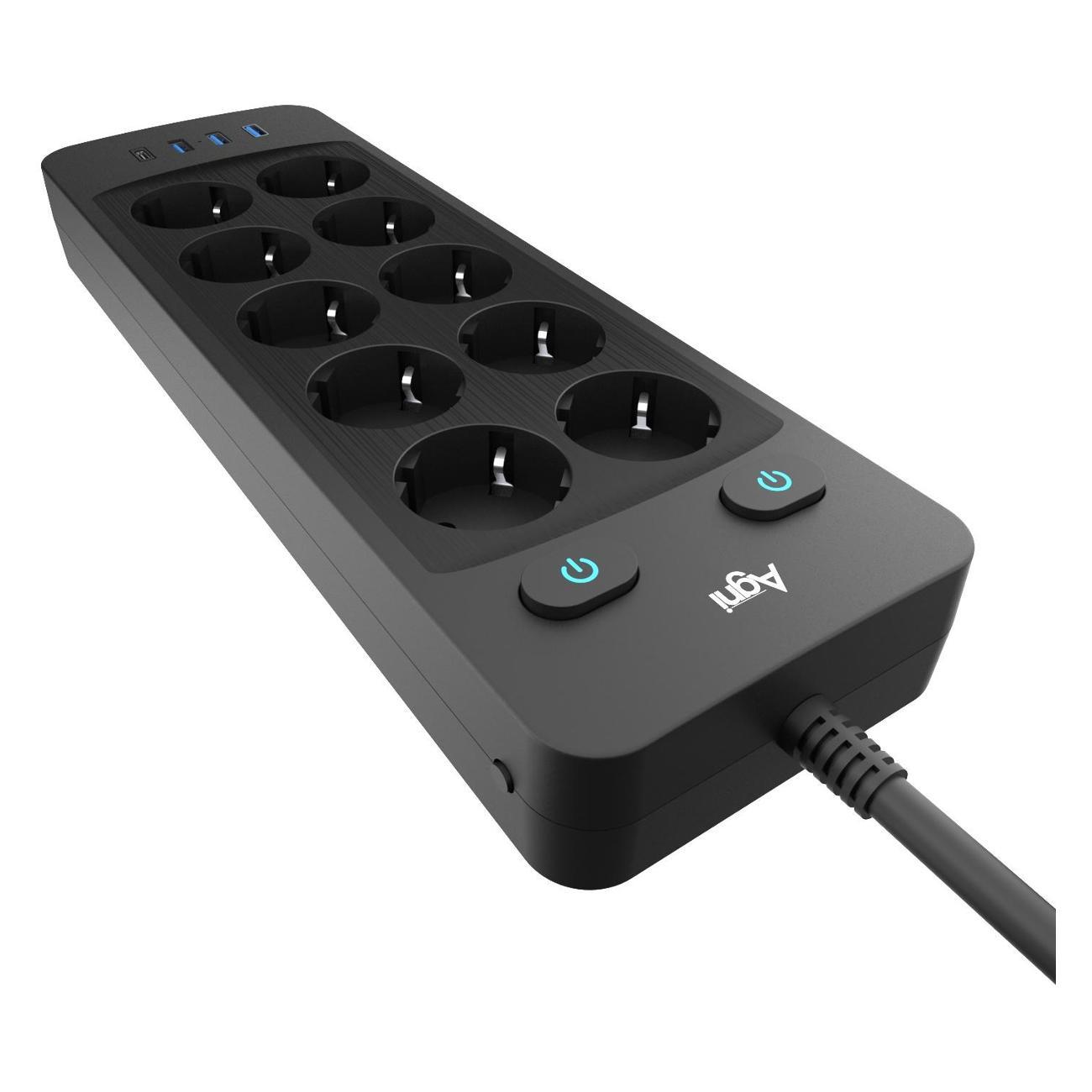Сетевой фильтр AGNI TP-FO4U10E-С-2m-black