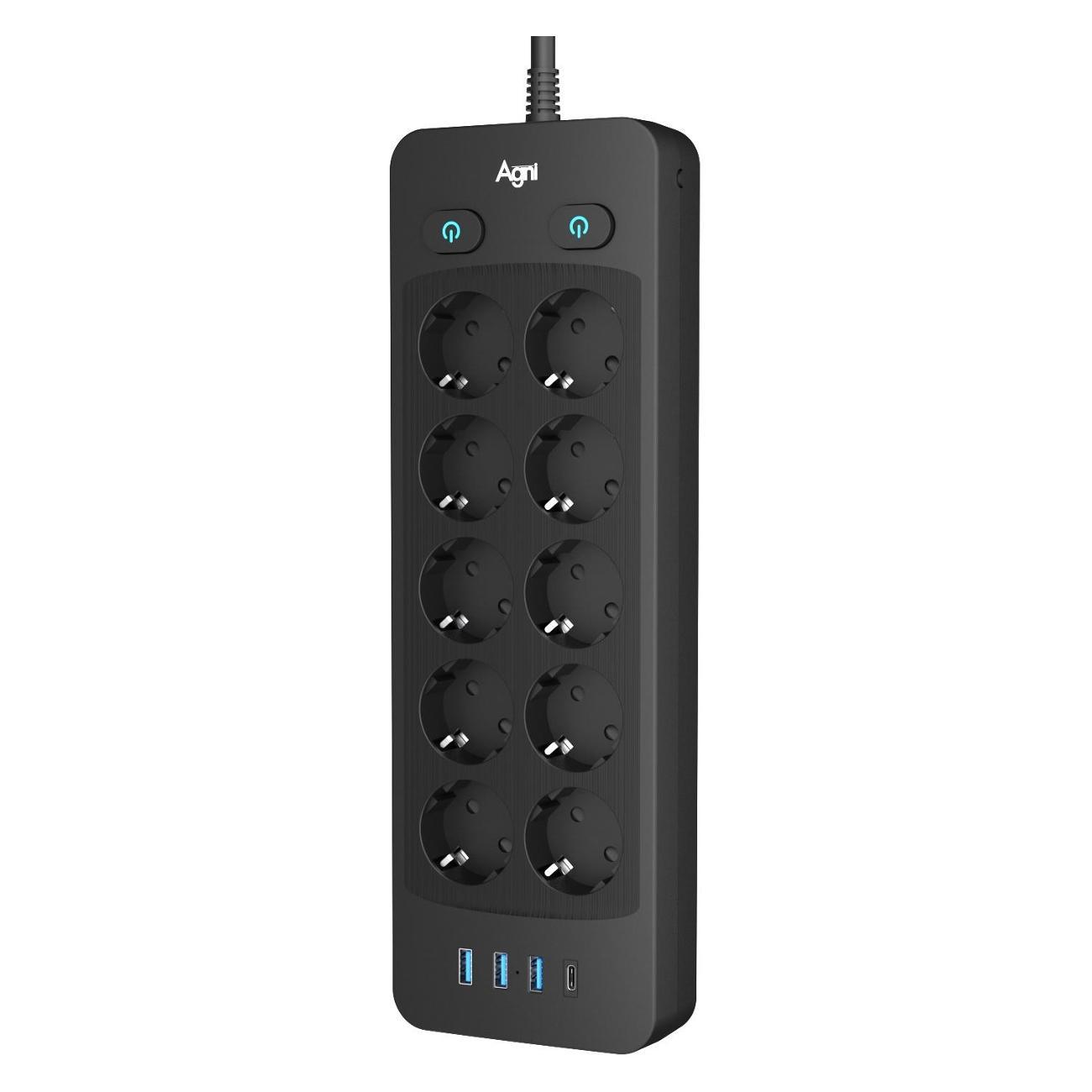 Сетевой фильтр AGNI TP-FO4U10E-С-2m-black