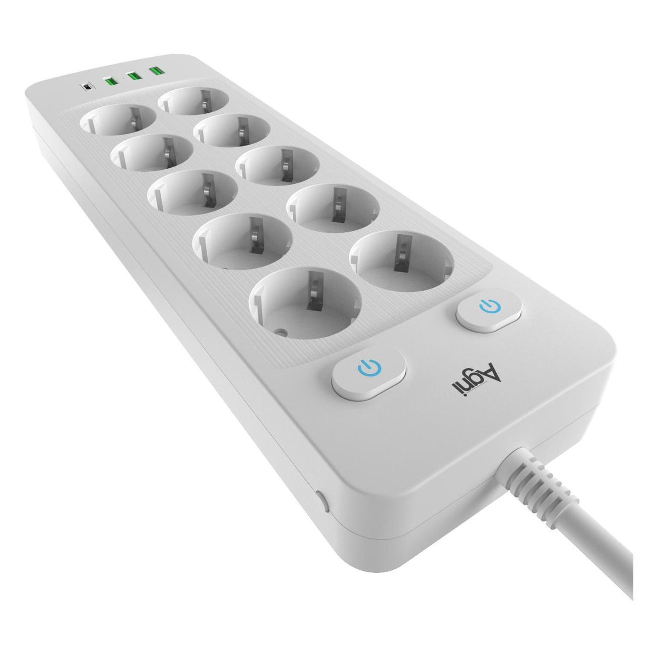Сетевой фильтр AGNI TP-FO4U10E-С-2m-white