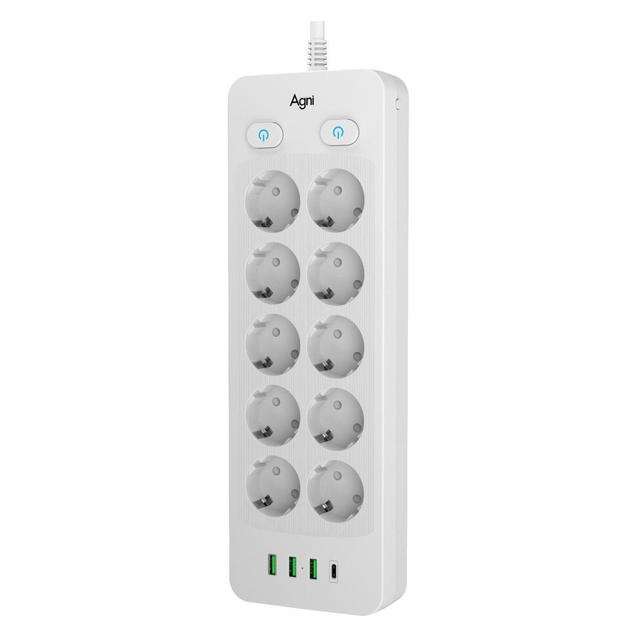 Сетевой фильтр AGNI TP-FO4U10E-С-2m-white