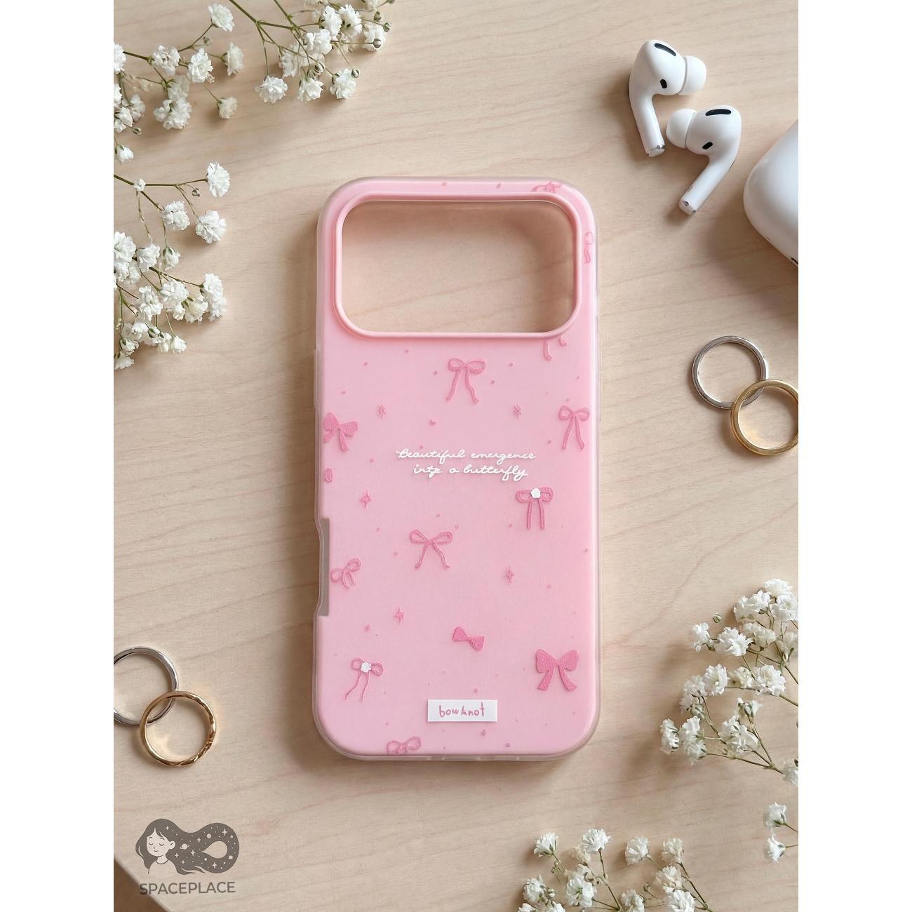Прочие аксессуары для смартфона,телефона SpacePlace Чехол на iPhone 17 Pro Max розовый с бантиками