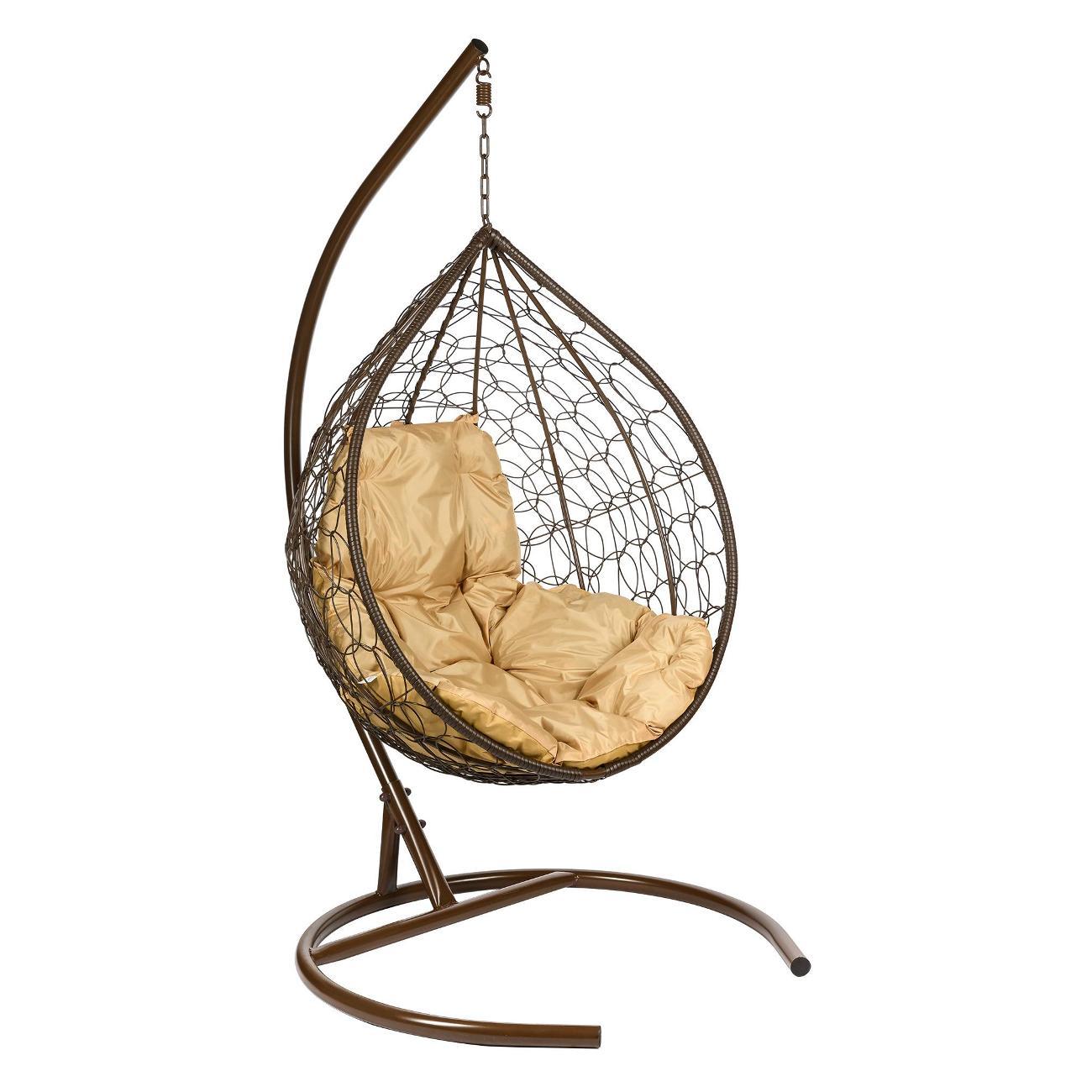Кресло садовое BiGarden Подвесное кресло Tropica Brown бежевая подушка