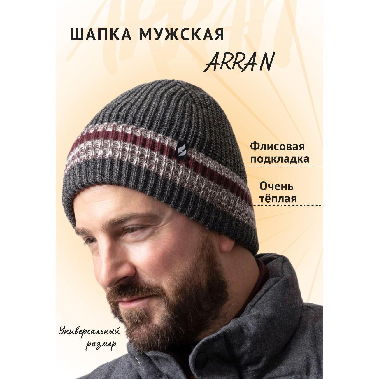 Шапка нет бренда Термошапка мужская Arran, темно-серая