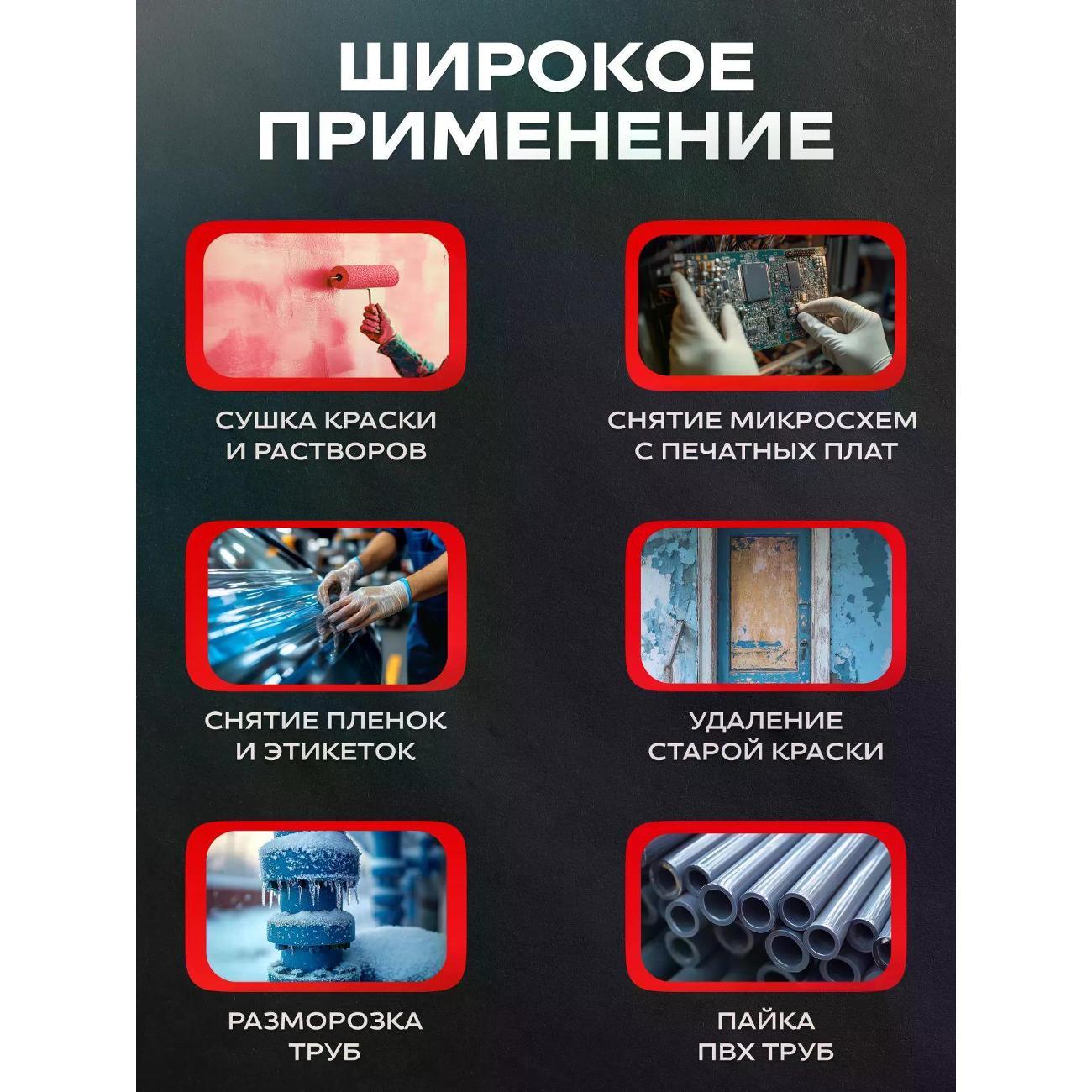 Фен строительный Питер Маркет Строительный фен, бесступенчатый термостат 2000 Вт
