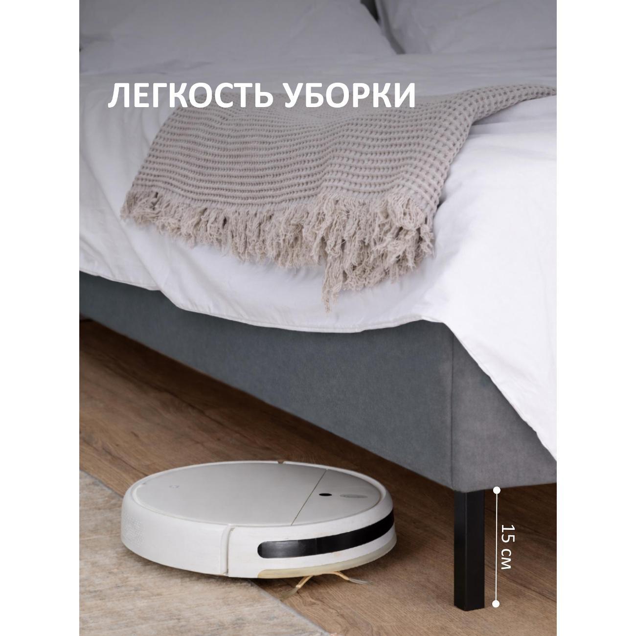 Кровать Ромак двуспальная с высоким изголовьем 160х200 серый пух Д/ВИ/6011