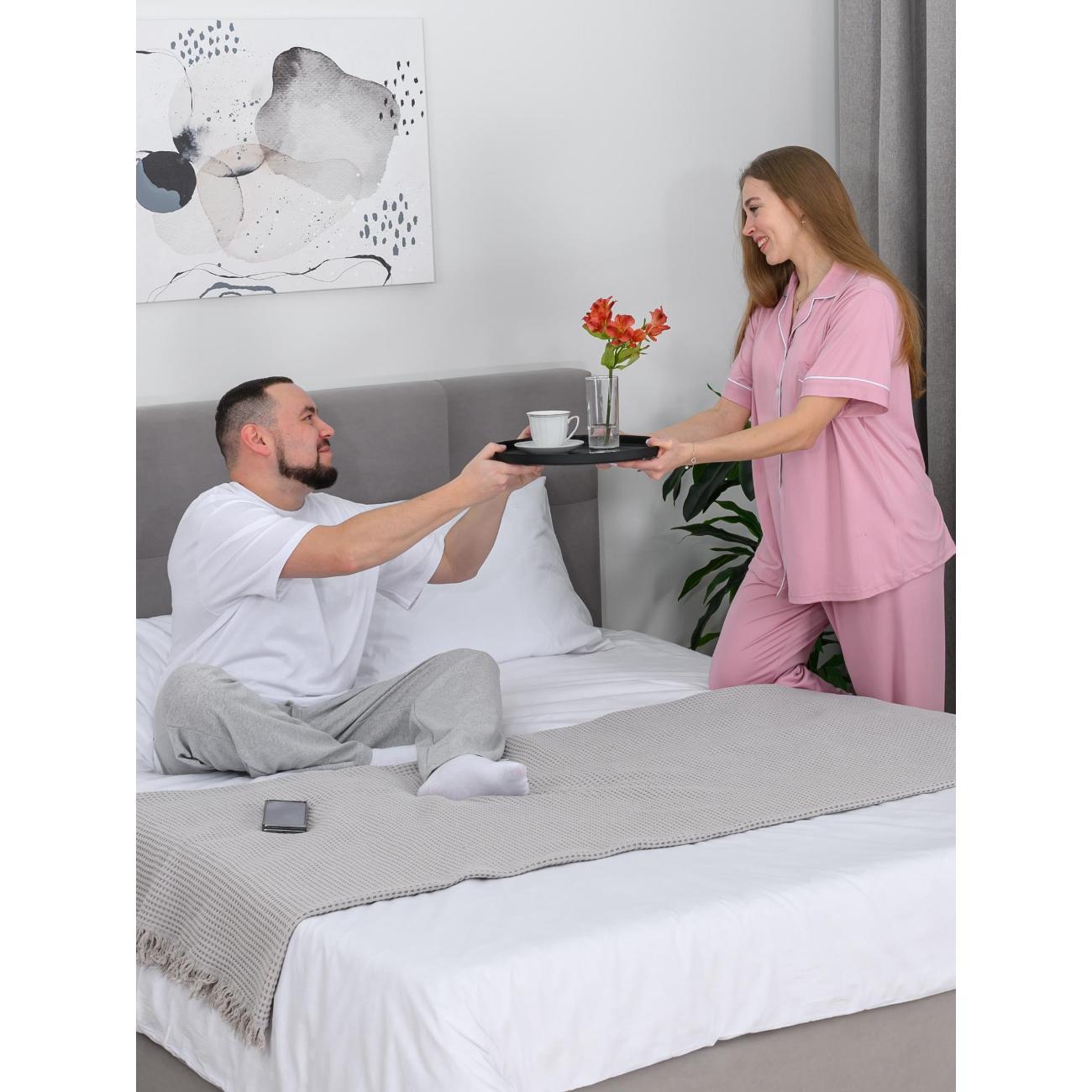 Кровать Ромак двуспальная с высоким изголовьем 160х200 серый пух Д/ВИ/6011