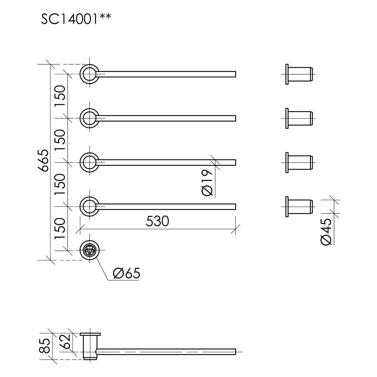 Полотенцесушитель sancos Линия (Linea) SC14001CH