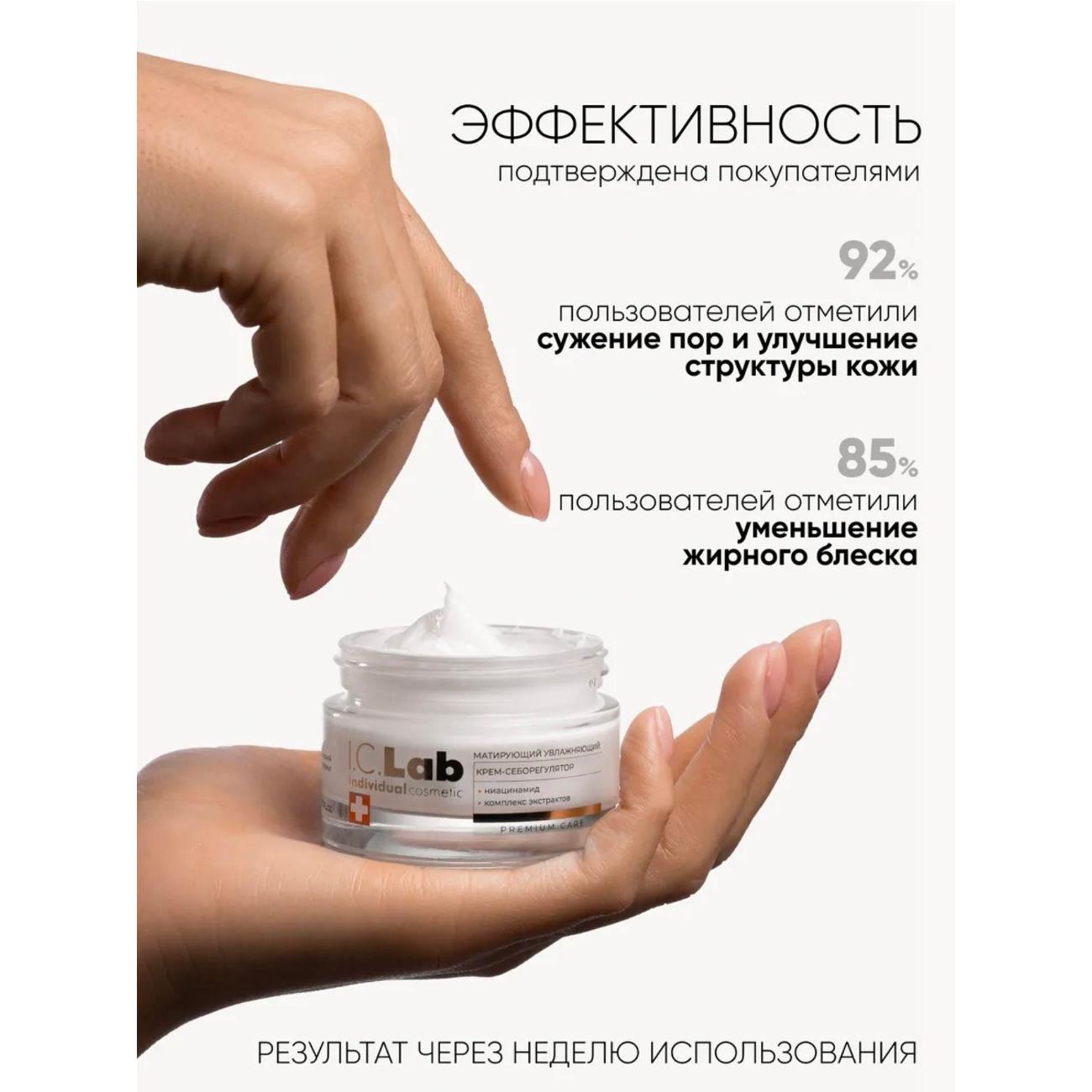 Крем для лица I.C.Lab Матирующий увлажняющий крем-себорегулятор с ниацинамидом