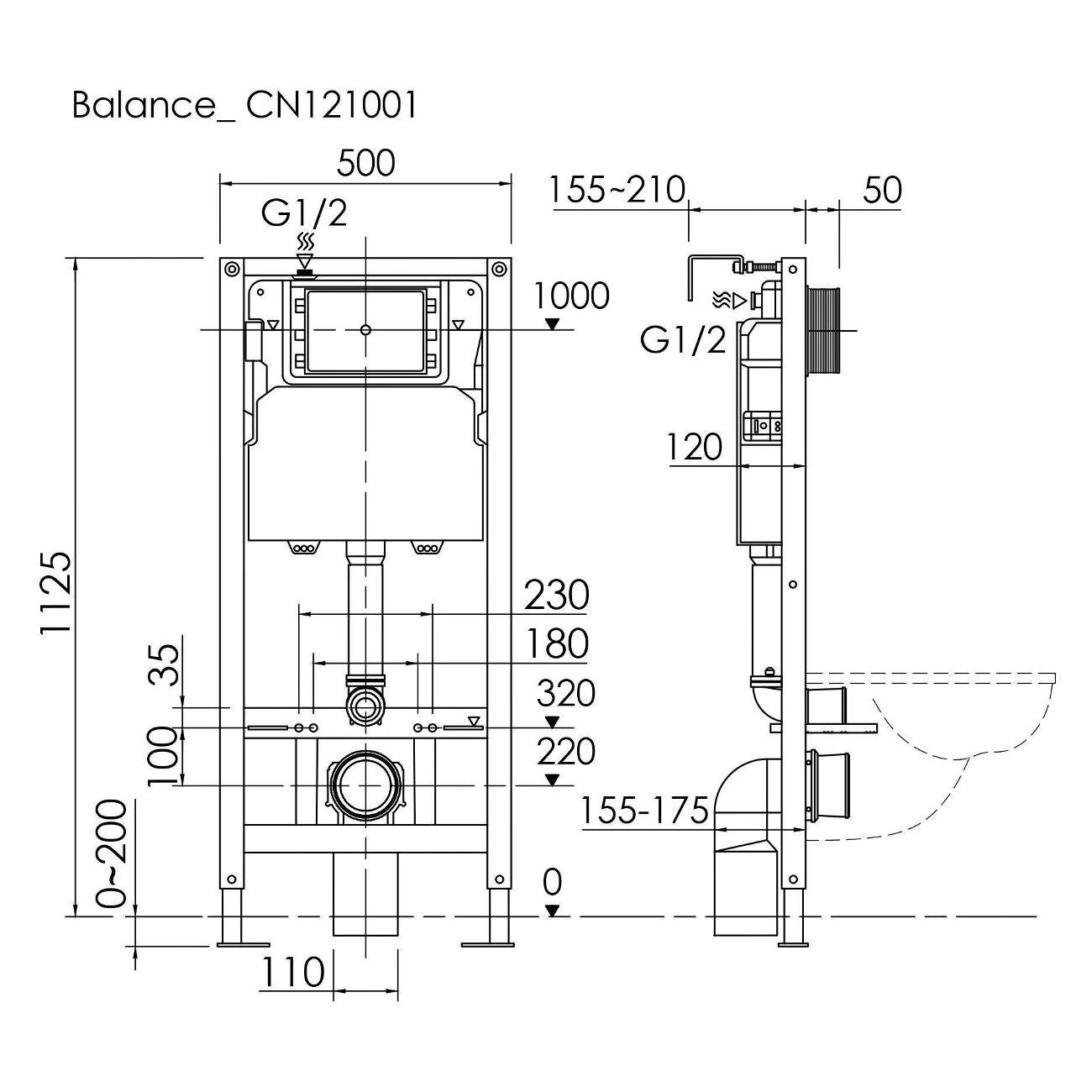 Система инсталляций и смыва Ceramicanova Баланс (Balance) CN121001