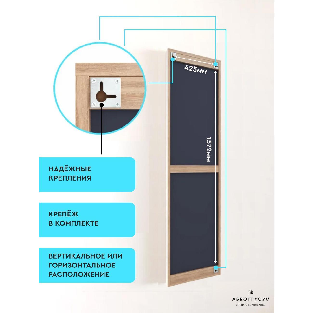 Зеркало АББОТТ ХОУМ Вельга L, 48х162, дуб