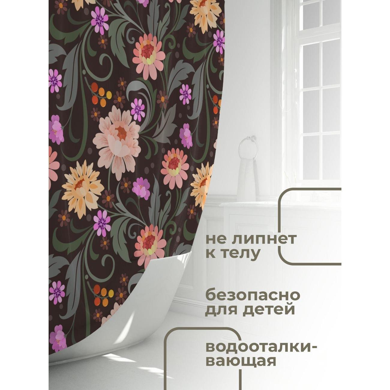 Штора для ванной 365home Штора для ванной 180х180см / Цветочные мотивы: розы