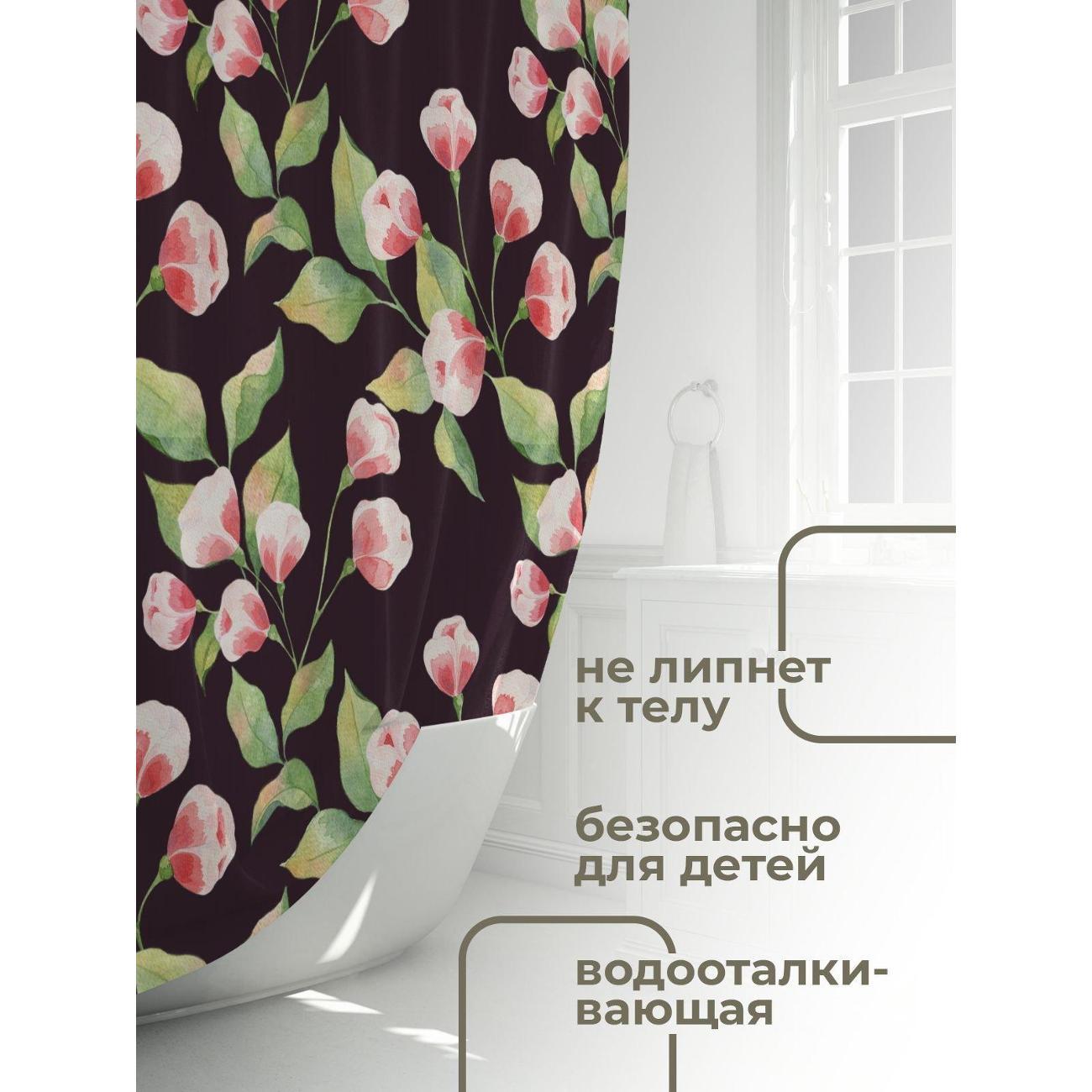 Штора для ванной 365home Штора для ванной 180х180см / Акварельные розовые цветы