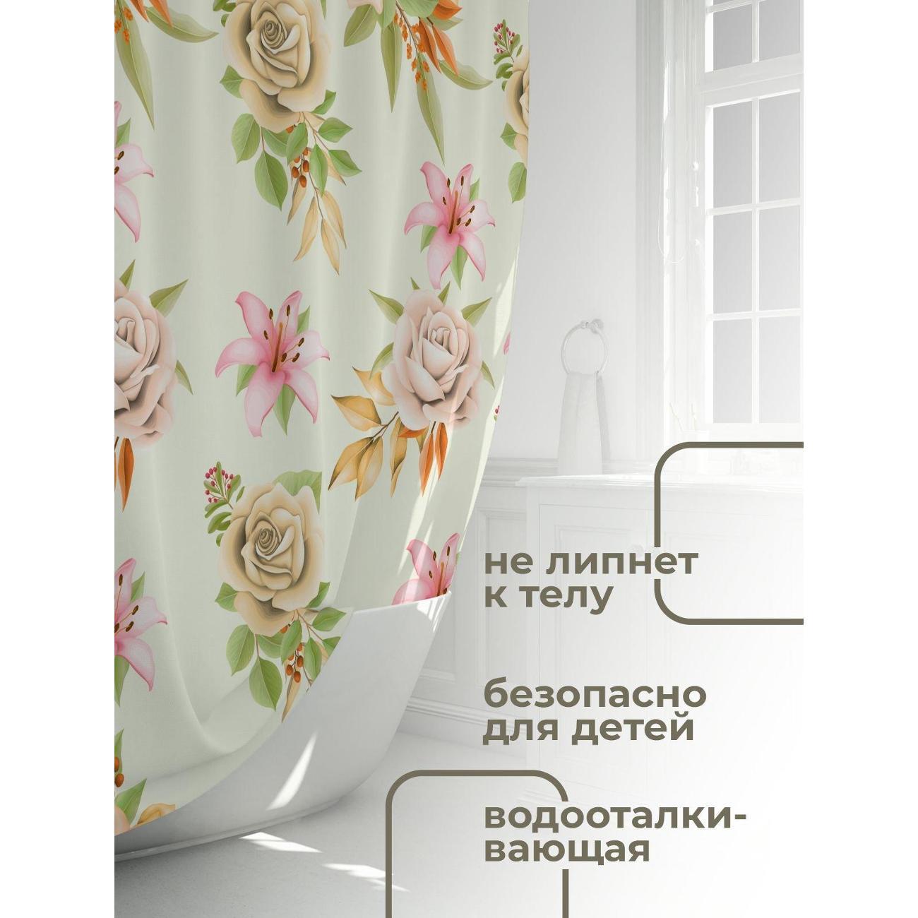 Штора для ванной 365home Штора для ванной 180х180см / Розы и розовые лилии