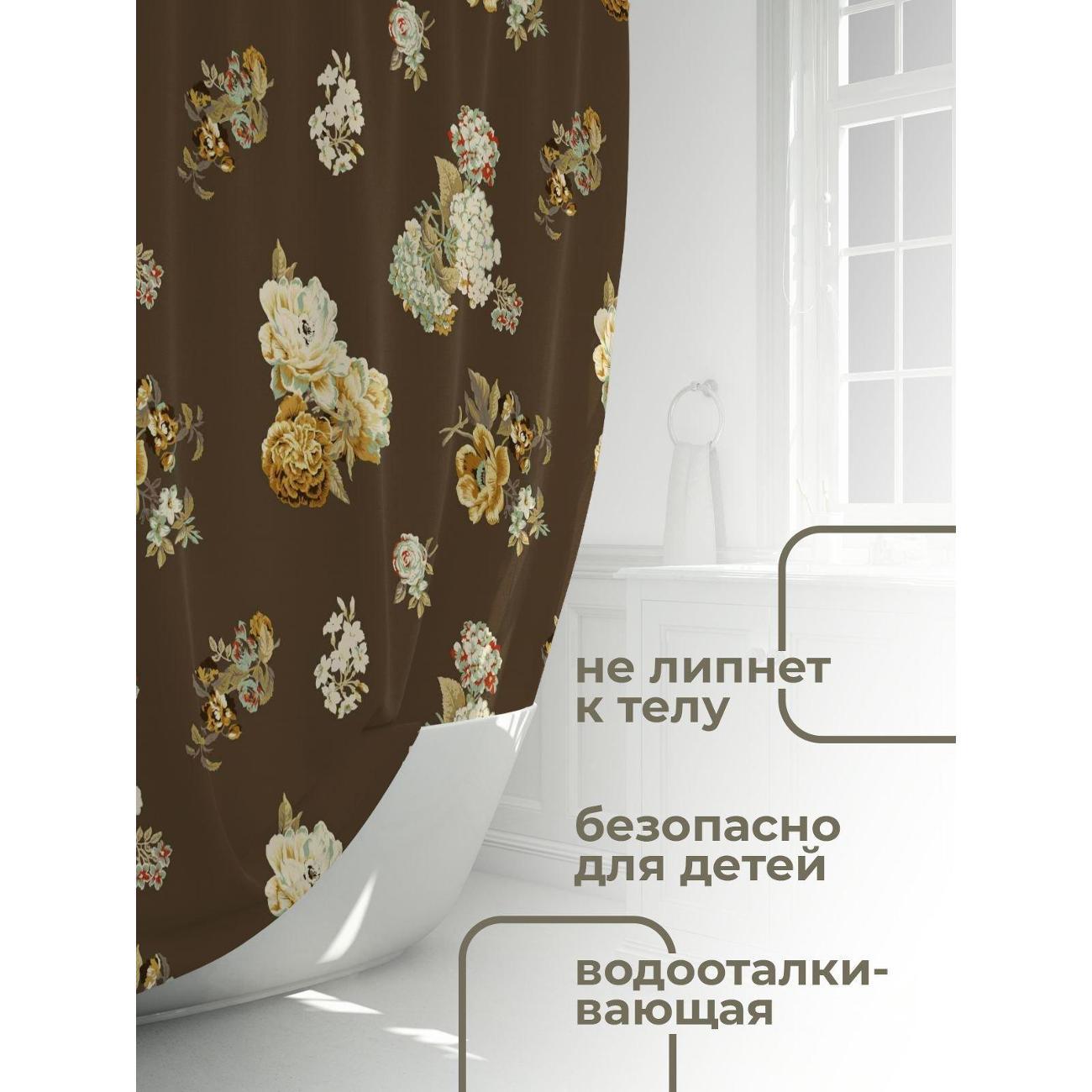 Штора для ванной 365home Штора для ванной 180х180см / Цветочные композиции