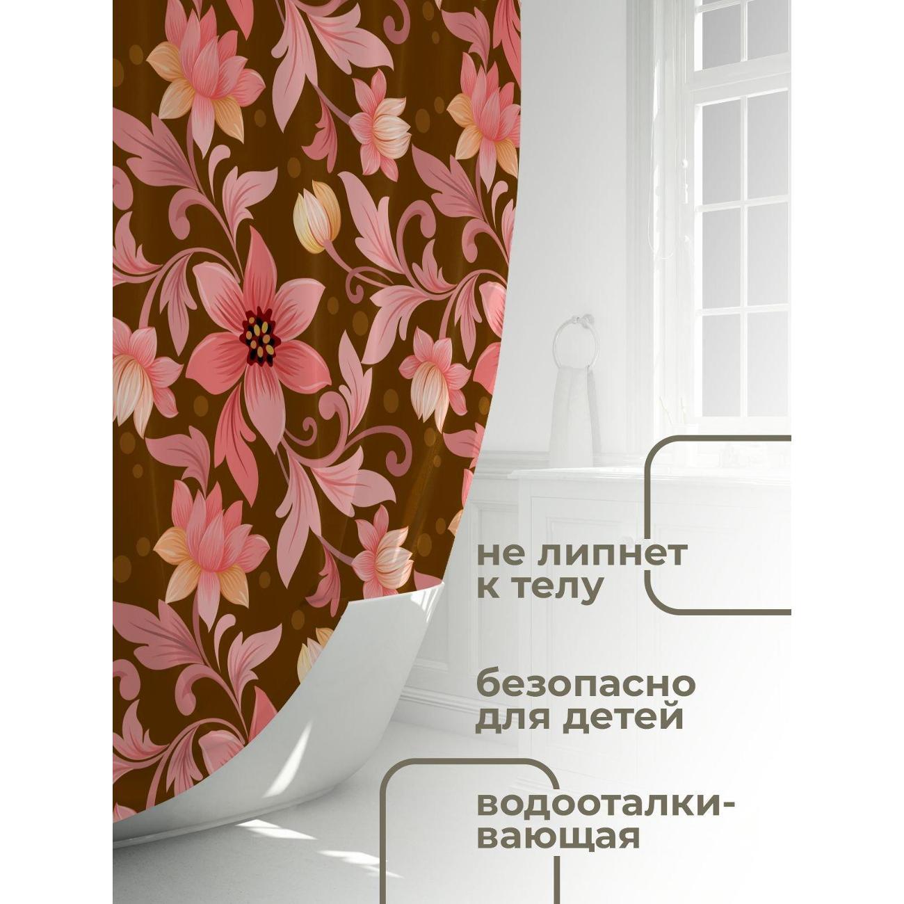 Штора для ванной 365home Штора для ванной 180х180см / Розовые цветы и завитки