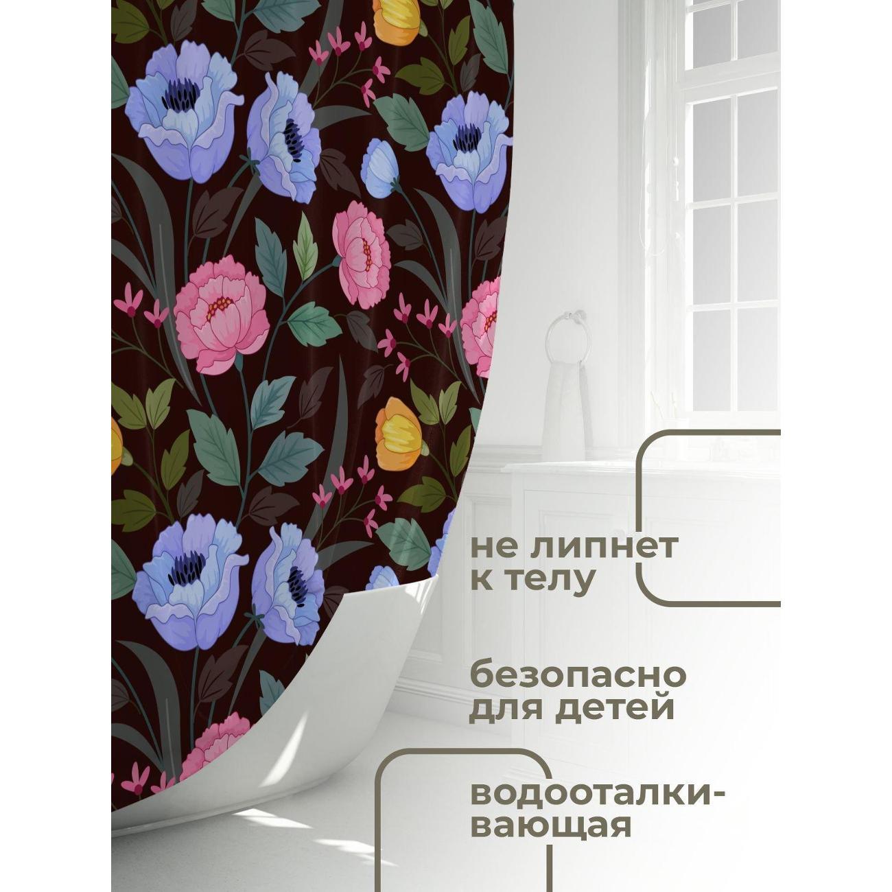 Штора для ванной 365home Штора для ванной 180х180см / Цветочный узор: розовые