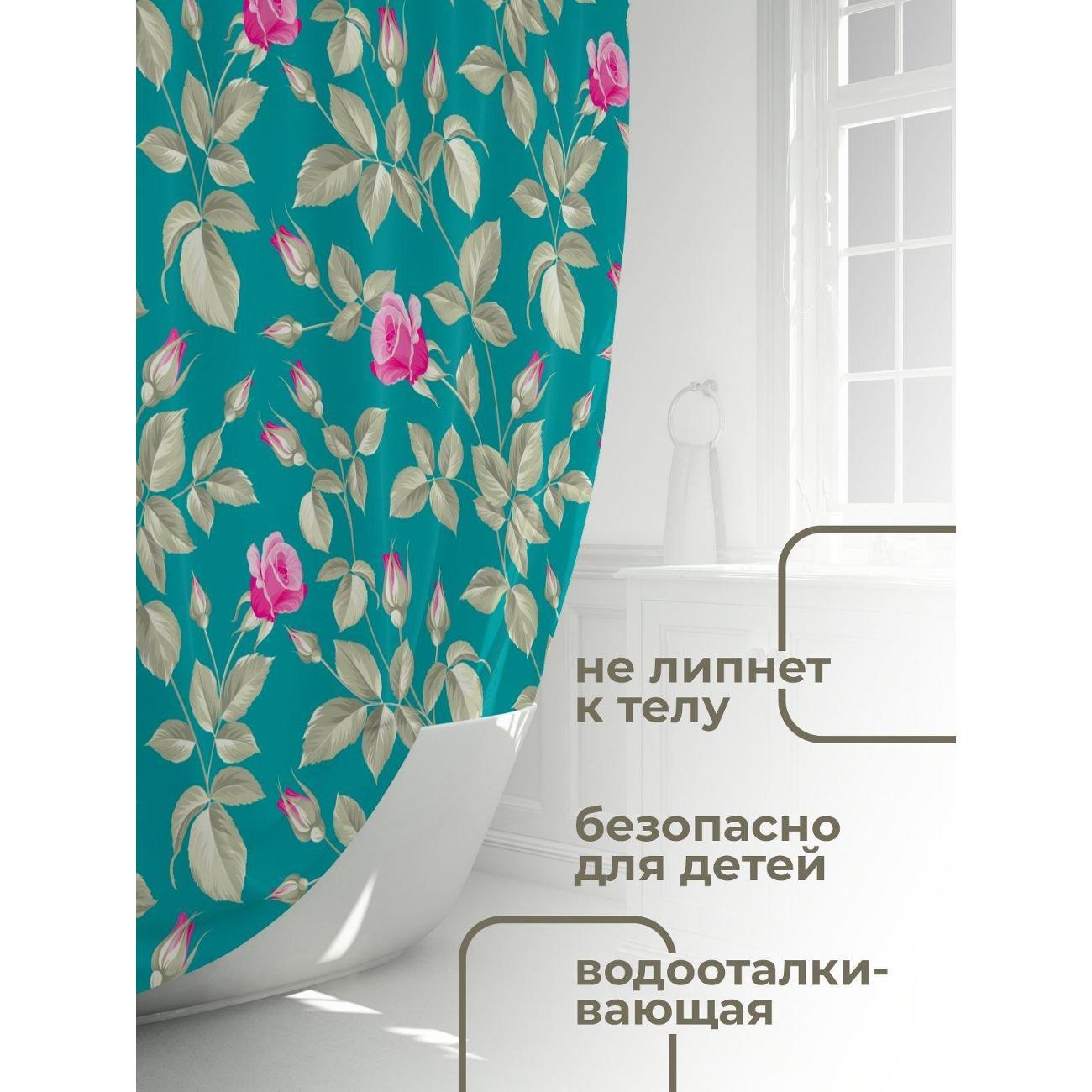 Штора для ванной 365home Штора для ванной 180х180см / Розовые розы и бутоны